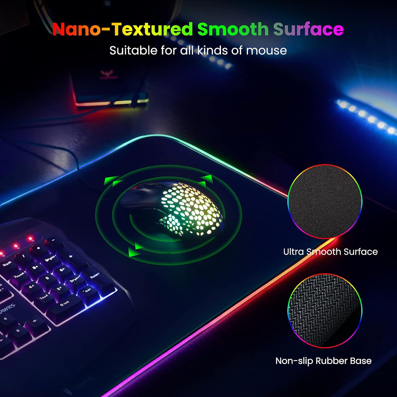 BladeHawks Extra Large RGB Gaming Mouse Pad-14 Light Modes, Extended S