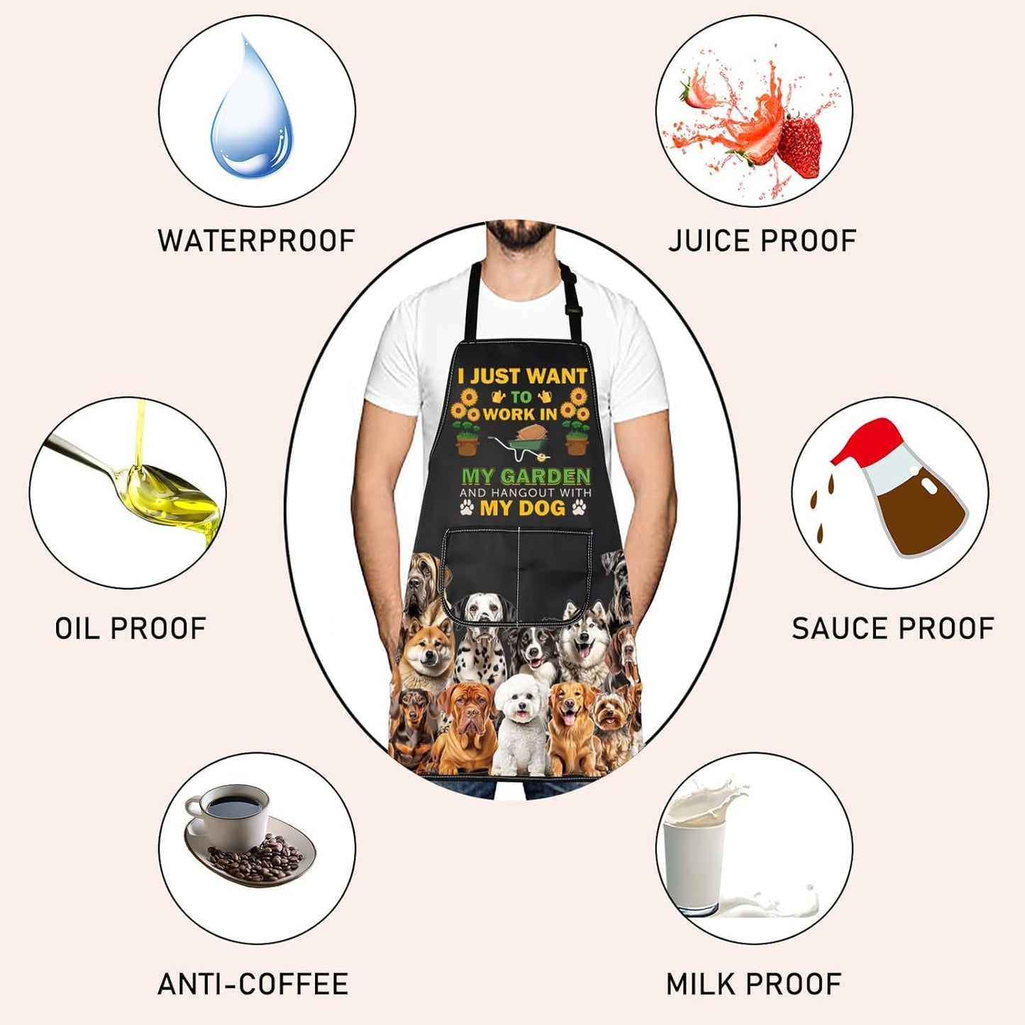Gardening Funny Dog Mama Garden Aprom Garden Gardener Plant Lover Gift Mom Dad BFF Adjustable Apron