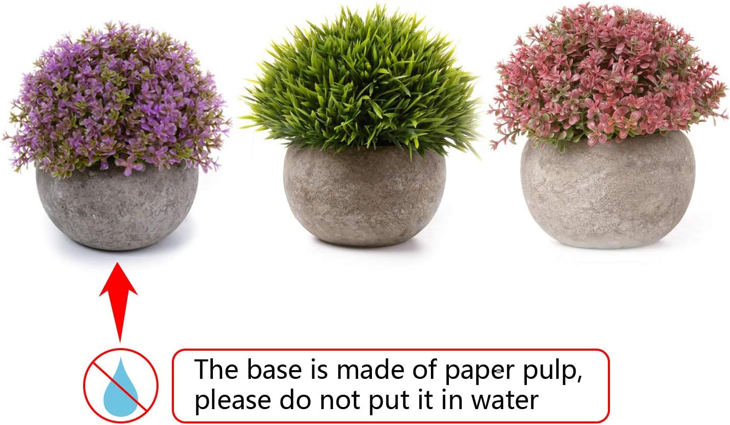 T4U Plastic Artificial Plants Fake Plants with Pots Decorative Colorful Lifelike Flower for Home/Office Decor Pack of 3