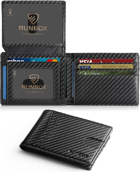 RUNBOX Wallet for Men Slim Rfid Leather 2 ID Window With Gift Box | Sl