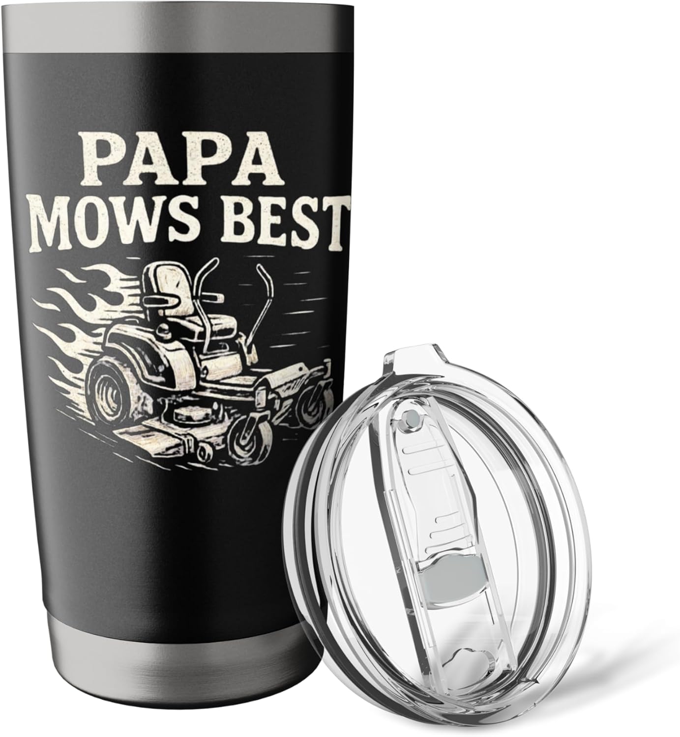 Papa Mows Best Zero-Turn Mower, Funny Dad Lawn Mowing Stainless Steel Insulated Tumbler