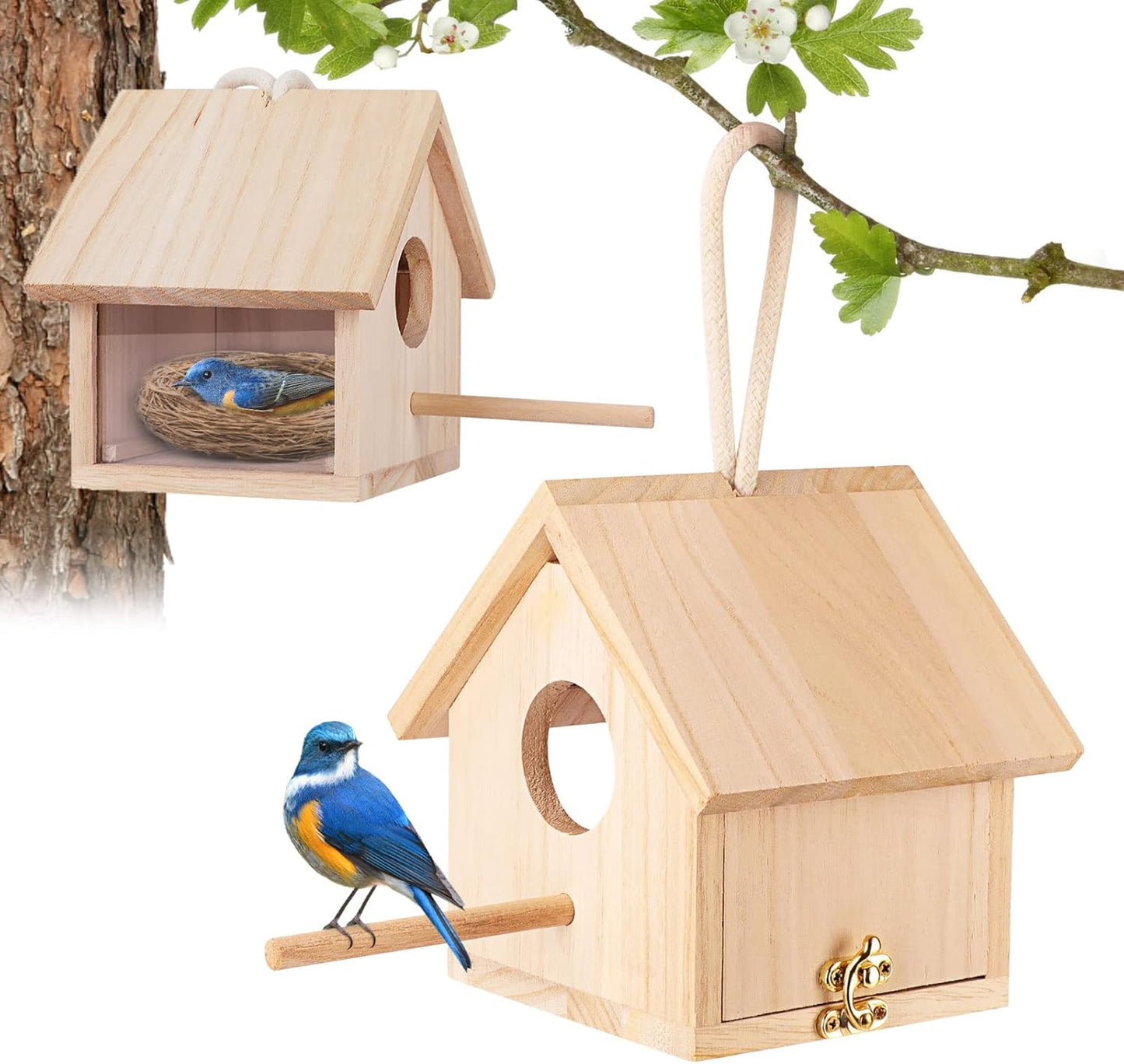Bird Houses for Outside Clearance with Pole, Wood Birdhouse Blue Bird 