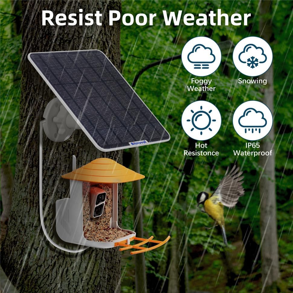 8W Solar Panel for Bird Feeder Camera - USB C Solar Panels Charger Com