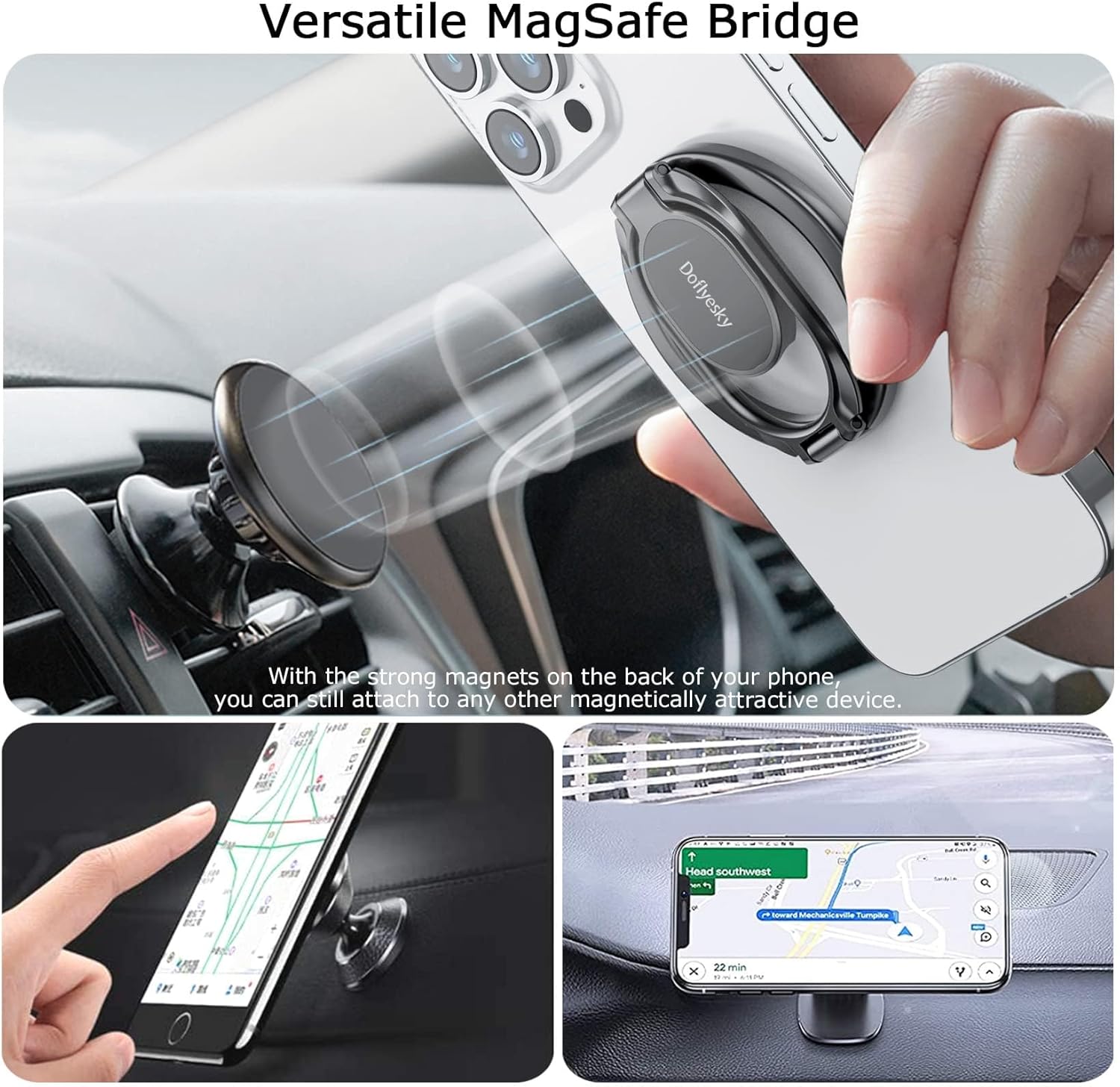 Magnetic Phone Ring Holder with Magsafe, Double Adjustable Gym Finger 