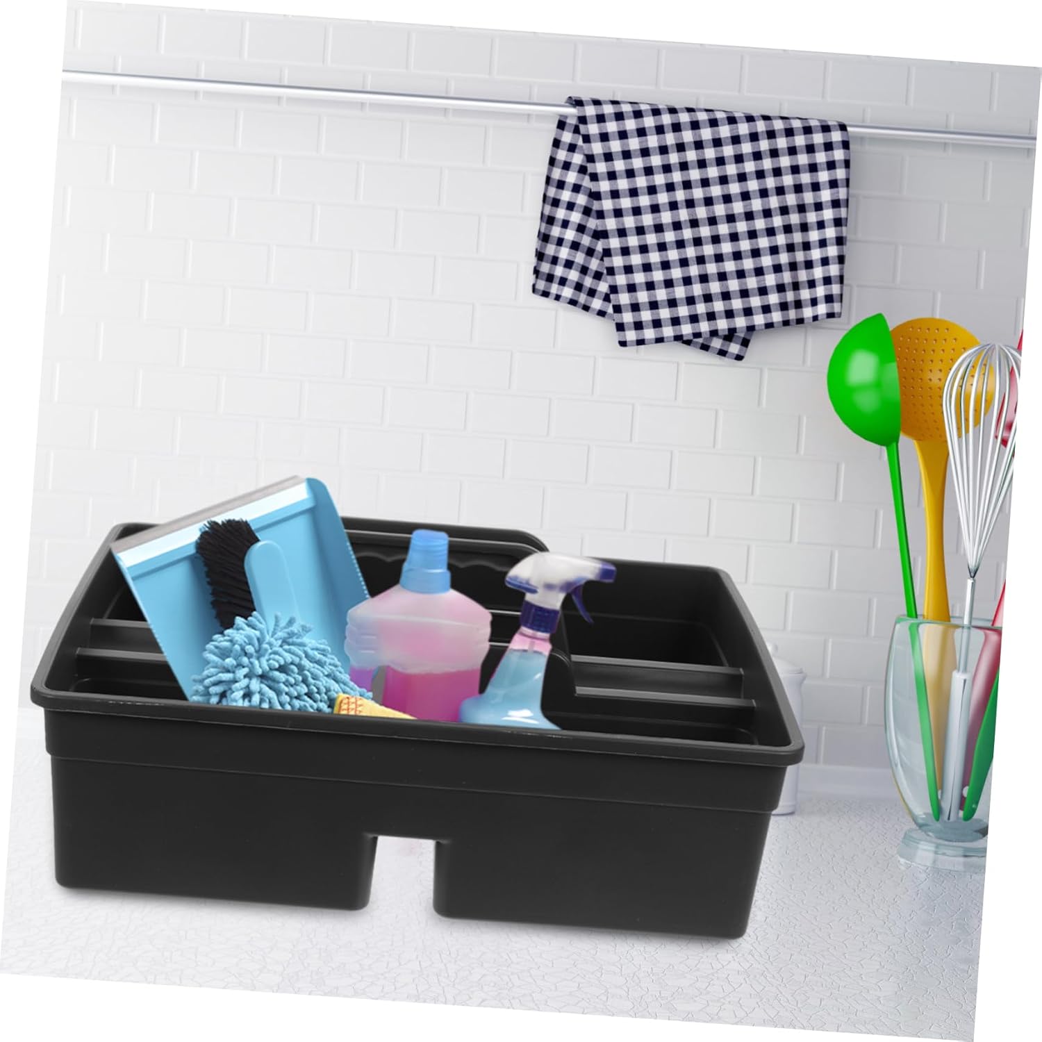 BESTOYARD Small Plastic Cleaning Tool Basket Handle Multi-Functional O