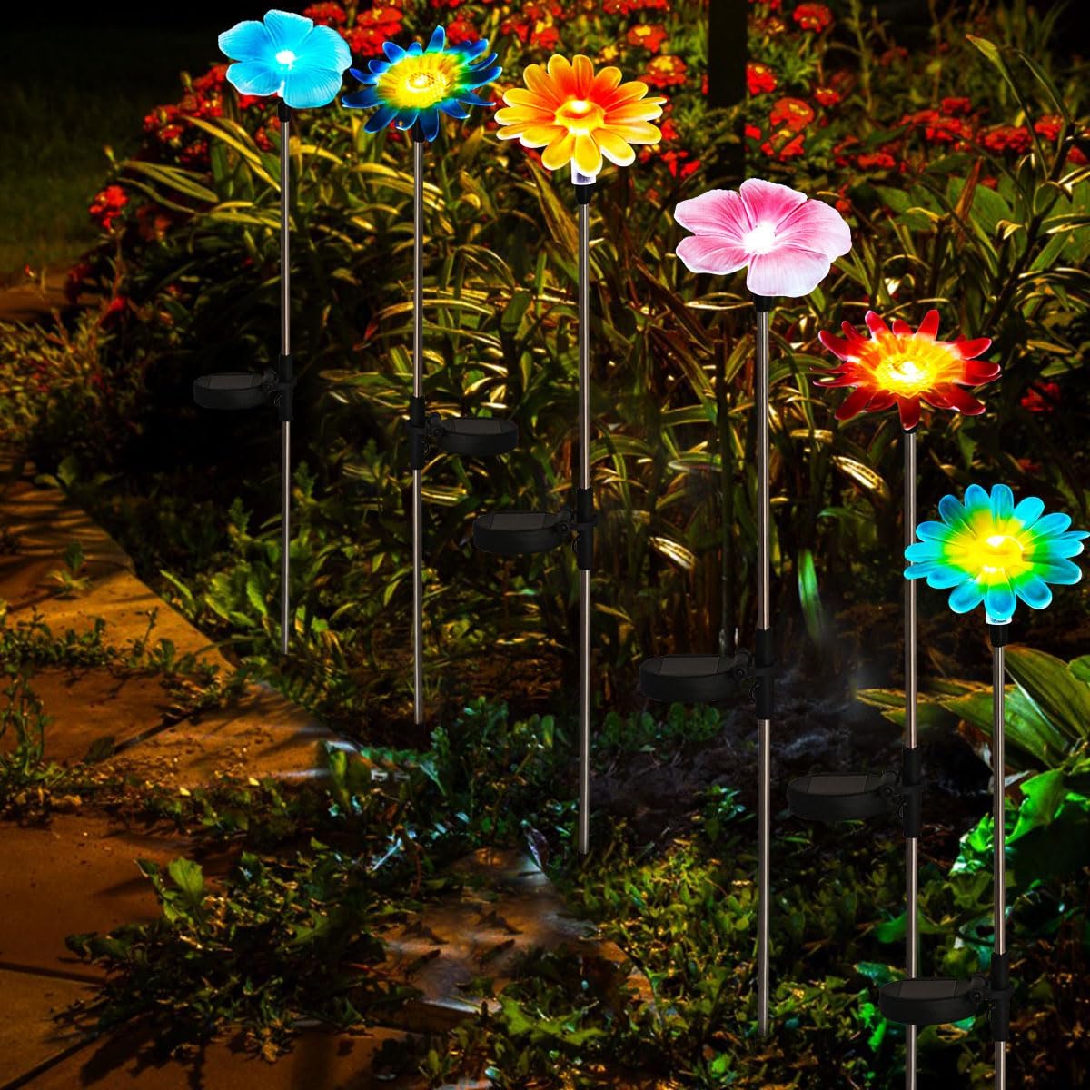 EiGreen 6 Pack Solar Garden Lights Outdoor Decor,Stake Yard Figurine C
