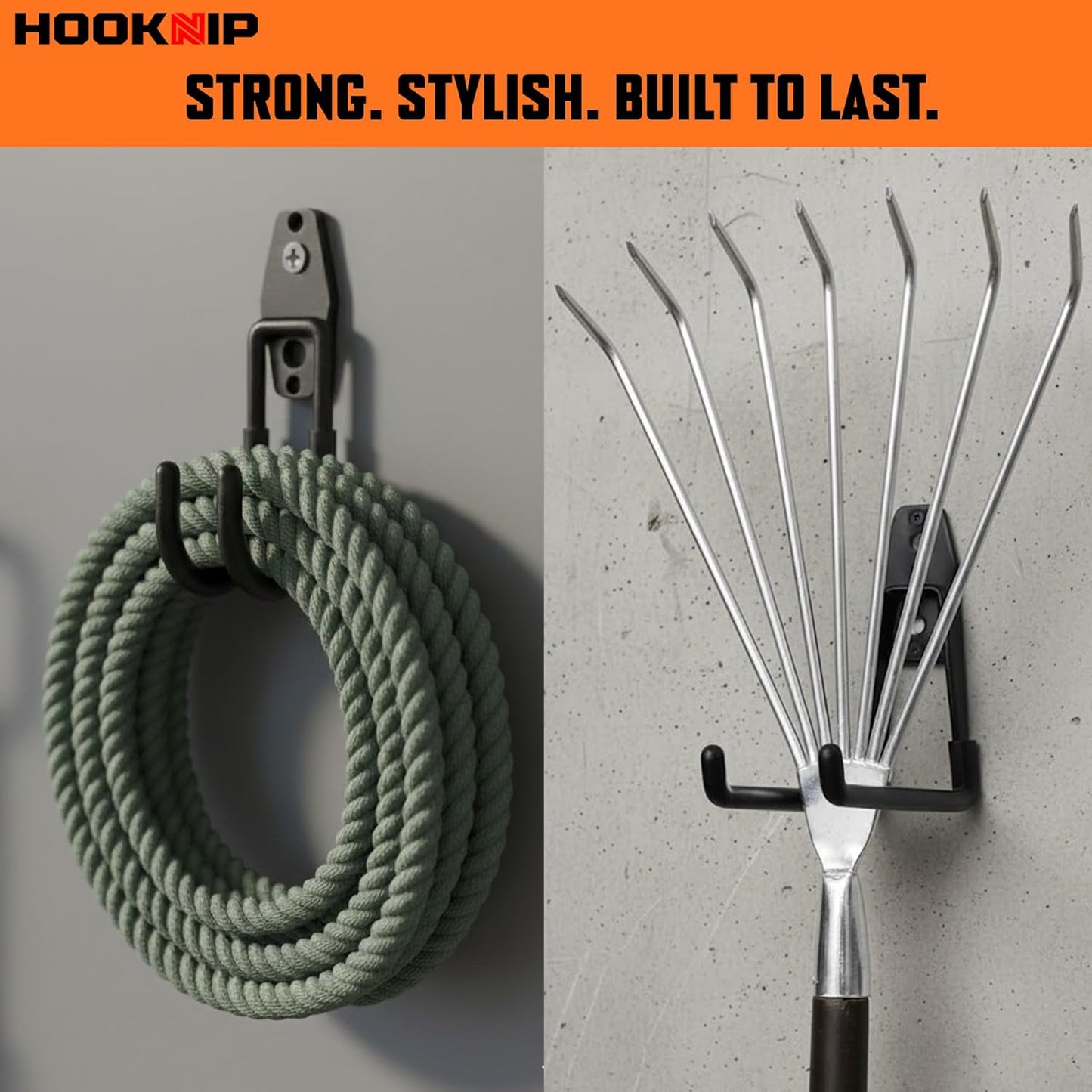 Pack 13 Garage Hooks Heavy Duty | Multi-Sized Wall-Mounted Tool Hangers with Anti-Rust PVC Coating | Heavy Duty Wall Hooks for Bikes, Ladders, Garden Tools, and More