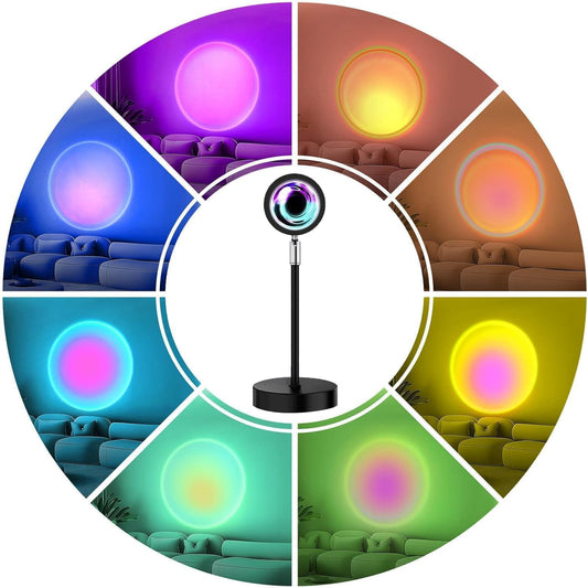 Sunset Lamp Projection, Sunset Night Light Rainbow Projector 180° 16 Color Changing 4 Modes, Vlog, Photography, Decorative, Party Decor, Gift for Women(16 Color) (red)