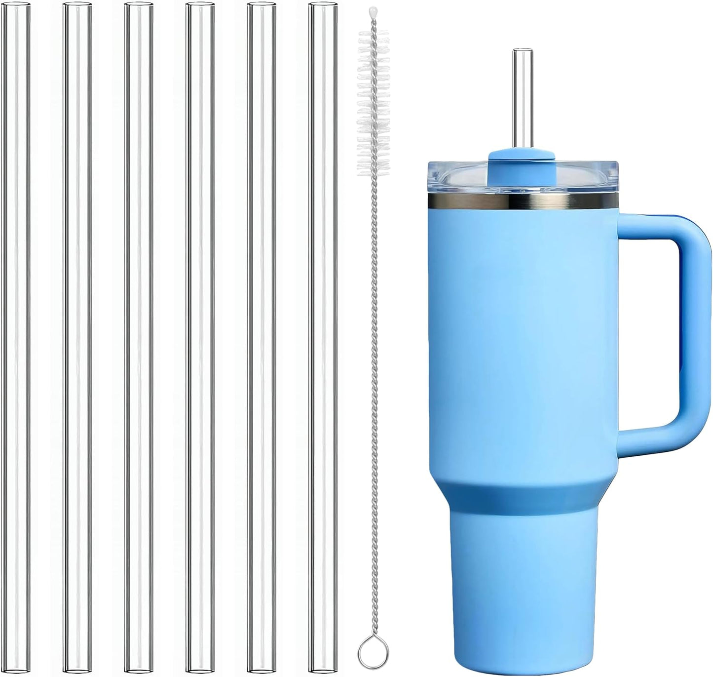 Replacement Straw Compatible with Stanley Quencher 40 oz,30 oz Tumbler, 12 inch Extra Long Reusable Straws Plastic For 40 Oz Cup,Clear-6 Pack
