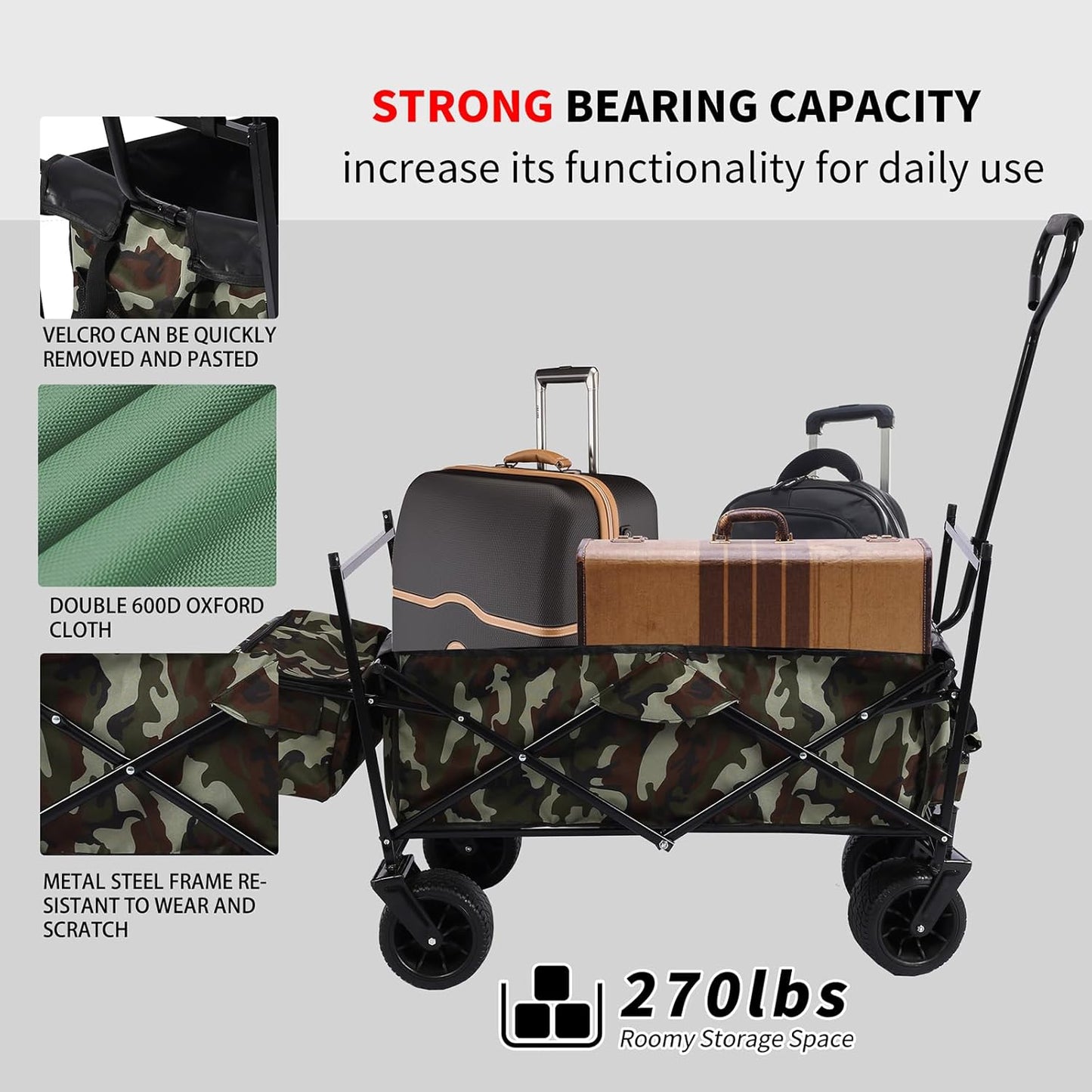 Collapsible Garden Cart, One Size, Camouflage