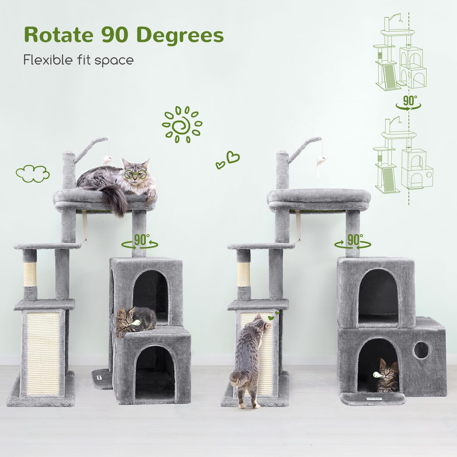 Globlazer Cat Tower for Indoor Adult Cats, 50-inch Heavy Duty Cat Tree