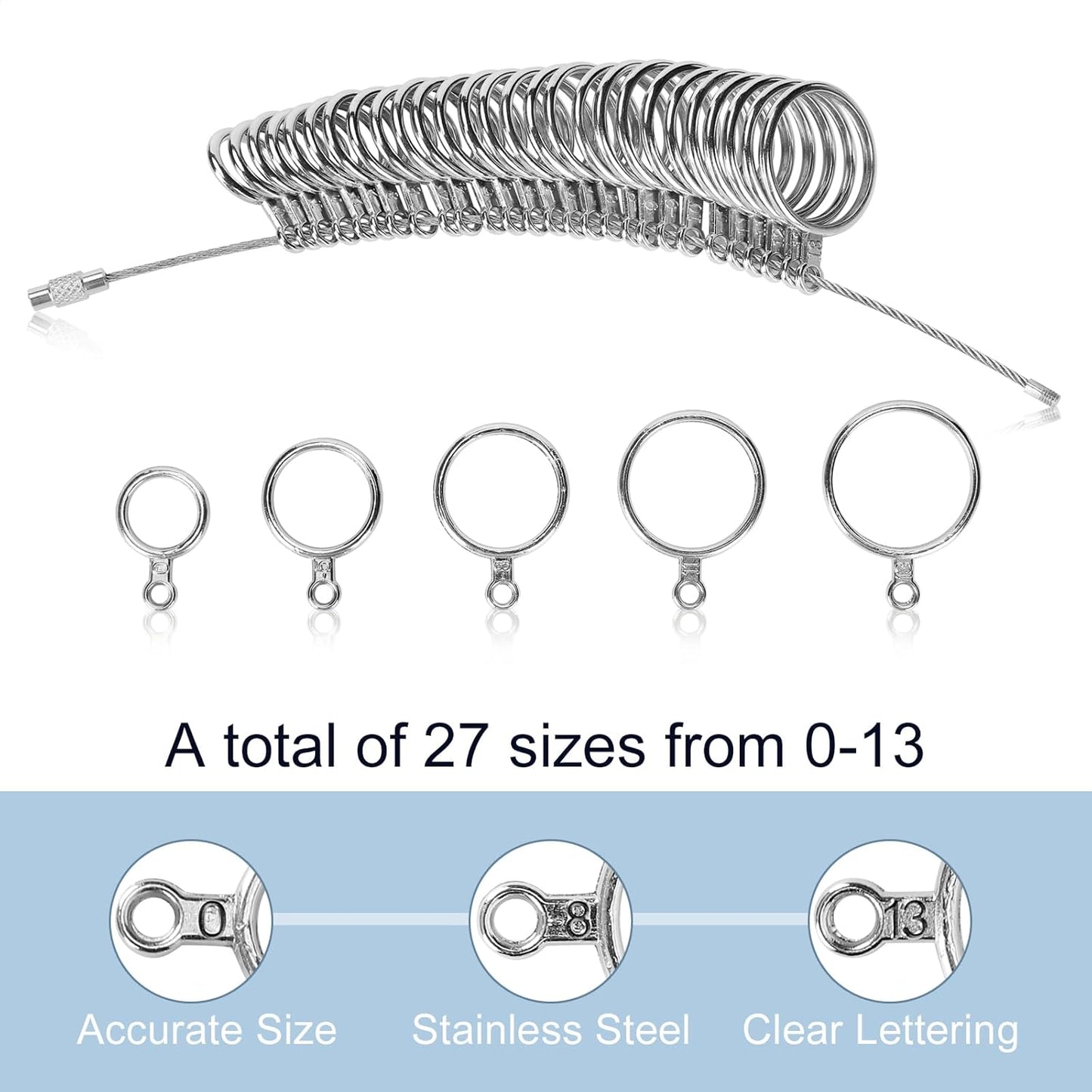 Ring Sizer Measuring Tool Kit, Ring Mandrel Measurer, 27 PCS Premium S
