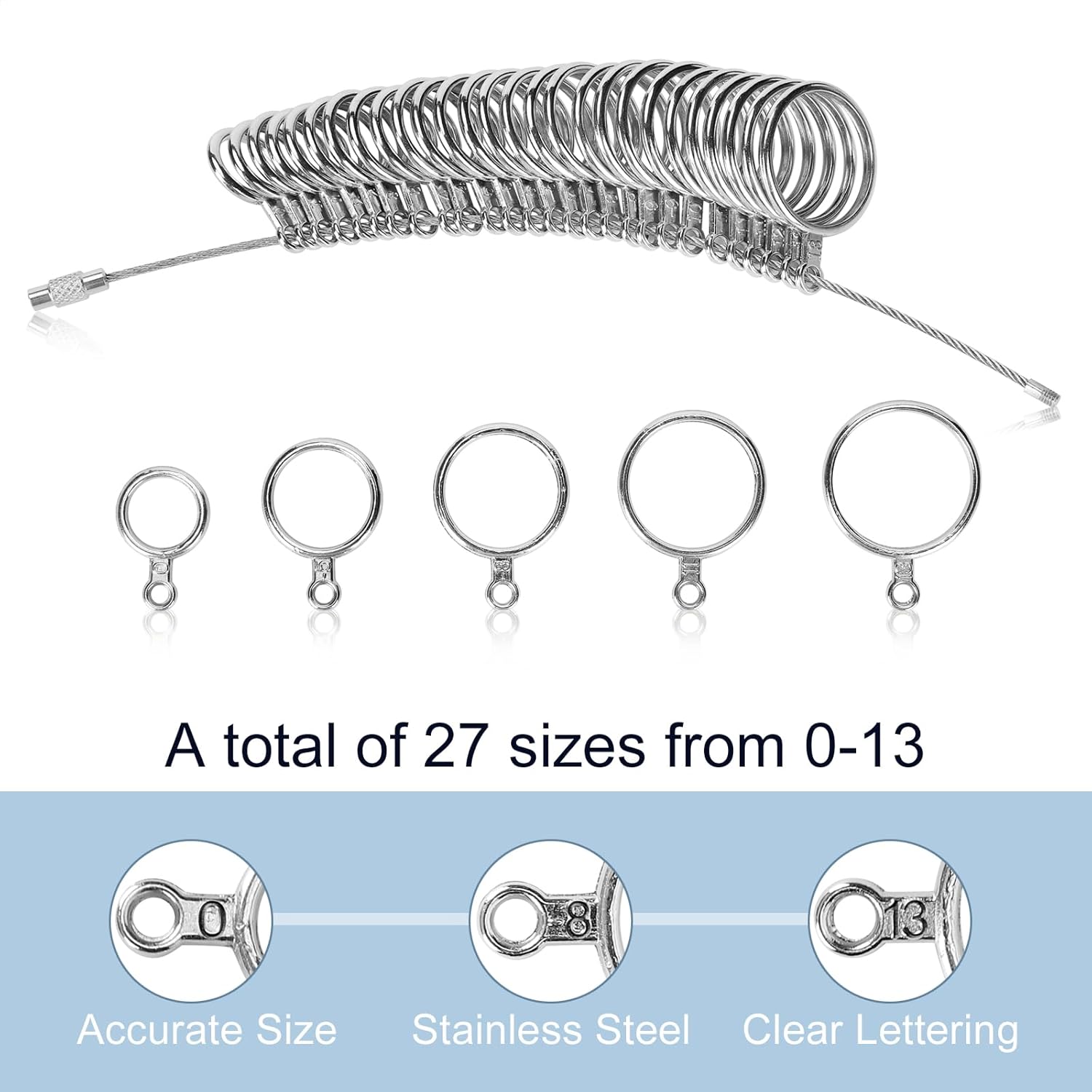 Ring Sizer Measuring Tool Kit, Ring Mandrel Measurer, 27 PCS Premium S