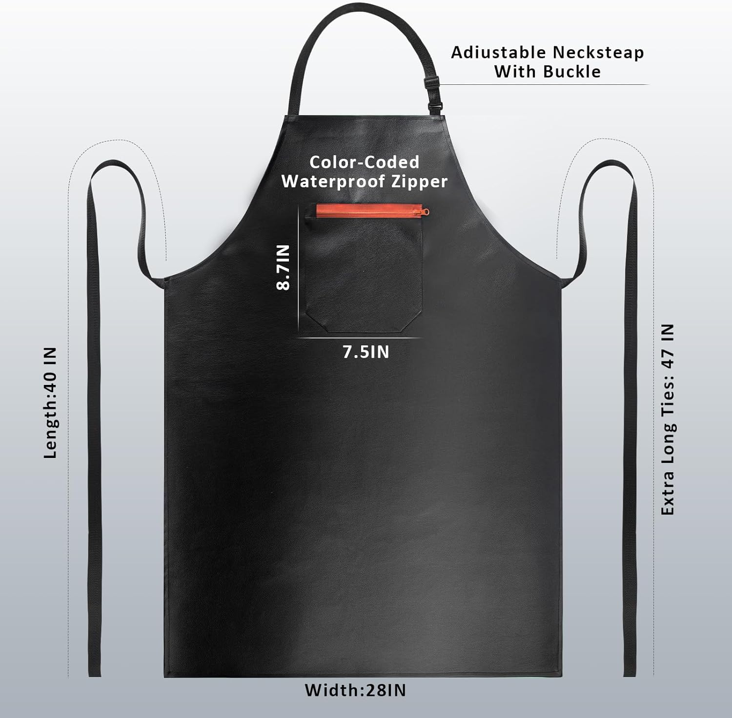 Waterproof Apron, Heavy Duty Extra Long Rubber Vinyl Apron with Pocket