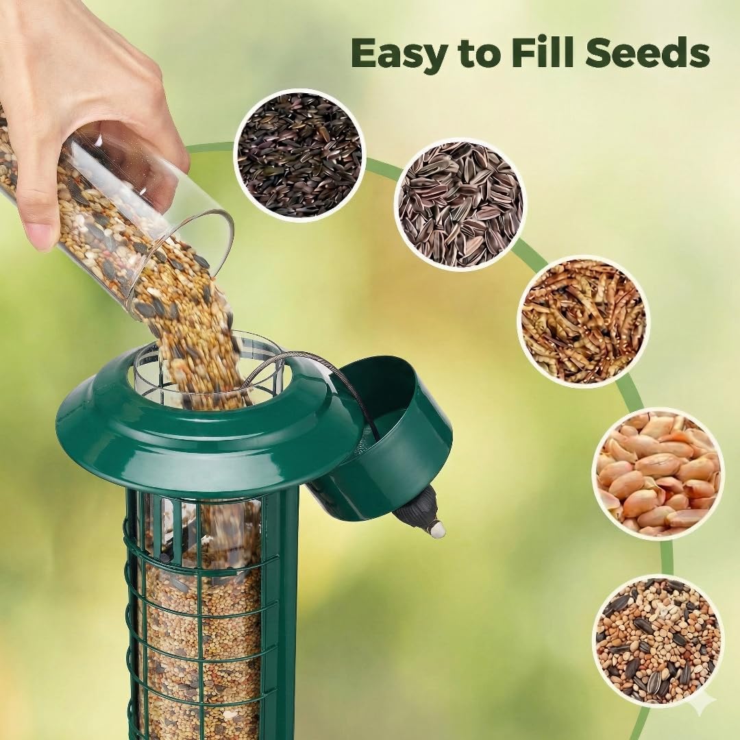 Kingsyard Squirrel Proof Bird Feeders for Outdoors with Weight-Activat