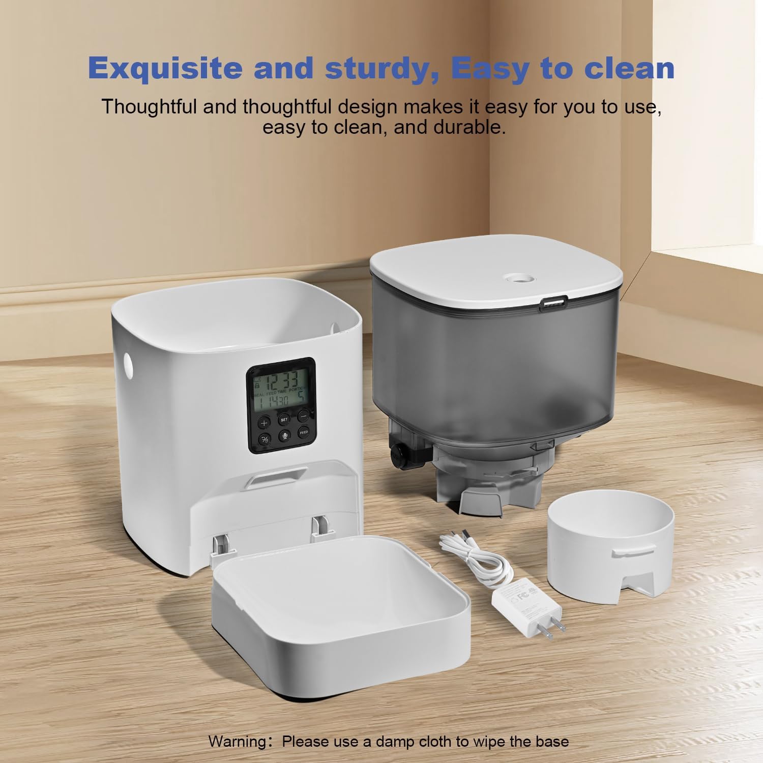 Automatic Cat Feeder, 4L Cat Food Dispenser with 10s Voice Recorder, P