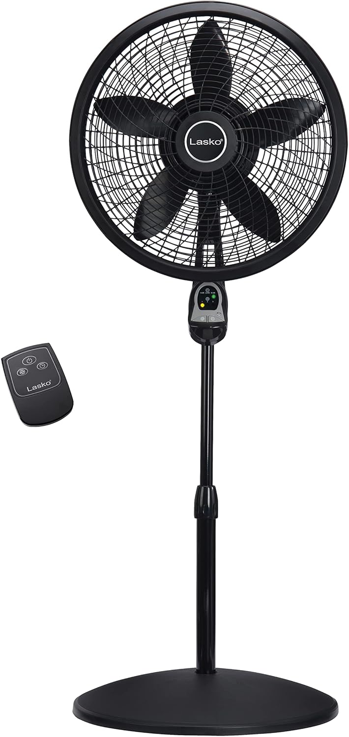Lasko Oscillating Cyclone Pedestal Fan, Adjustable Height, Timer, Remo