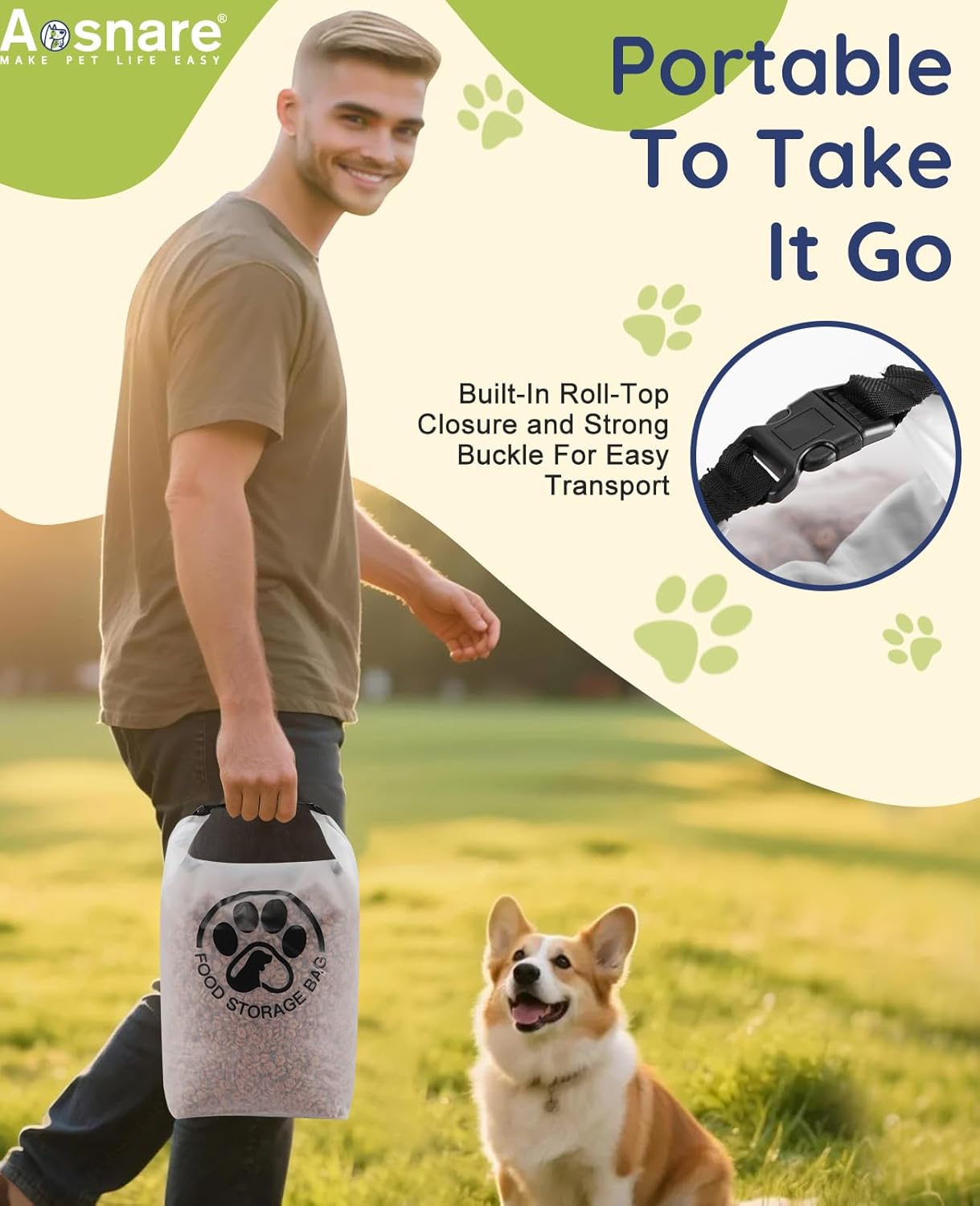 Pet Food Storage Bag for Travel - Transparent Leak-Proof Dog Food Cont