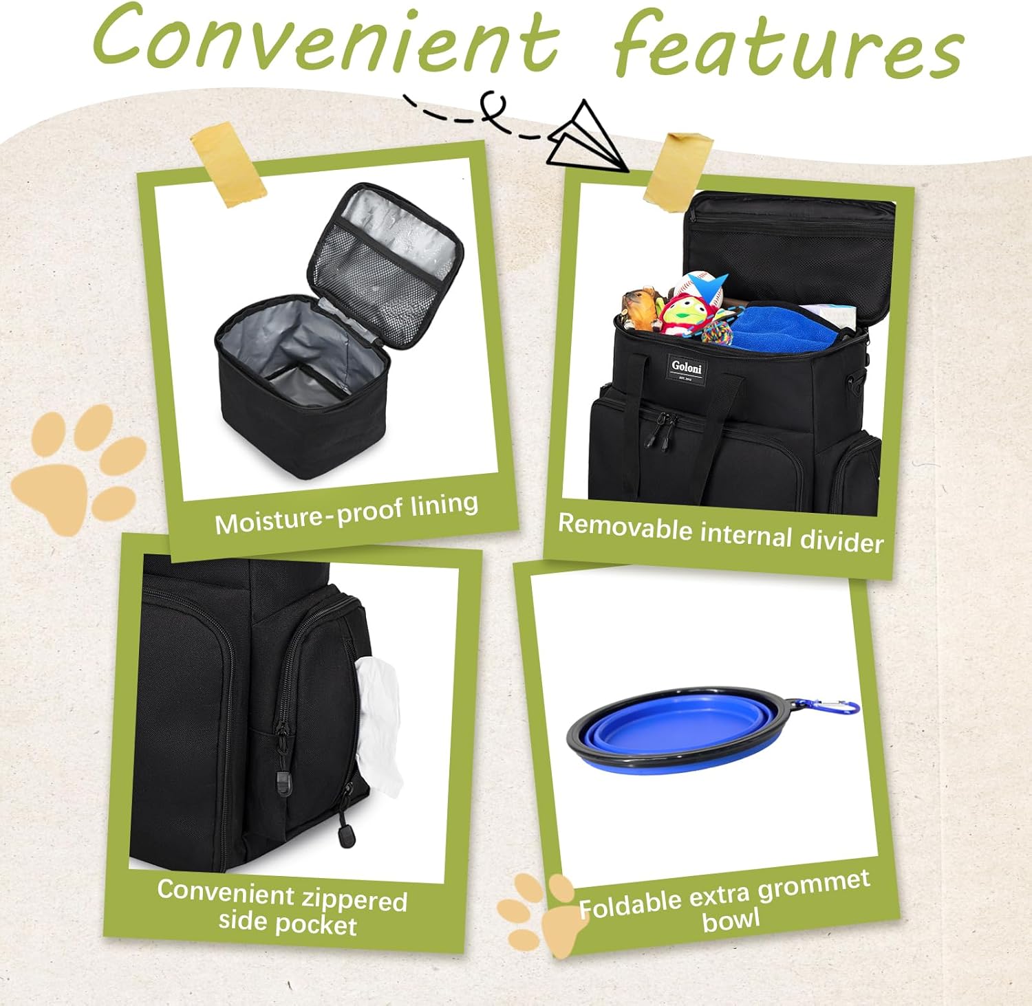 Dog Travel Bag Airline Approved–Pet Travel Tote with Collapsible Bowls