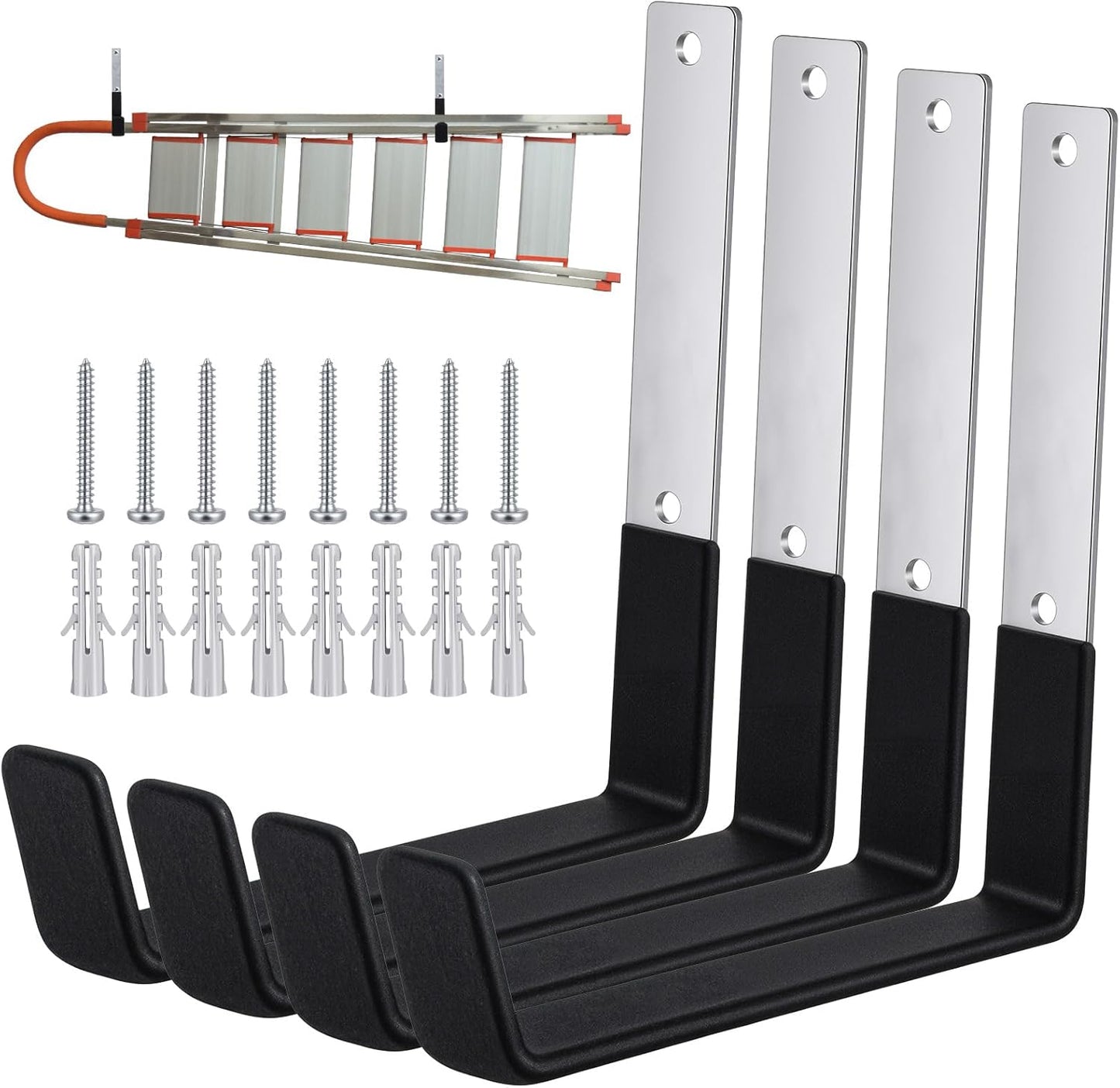 4 Pcs Heavy Duty Garage Hooks, Stainless Steel Wall Mount Utility Hooks Storage Tool Holder Hanger Organizer for Garden Hose, Ladder, Bike