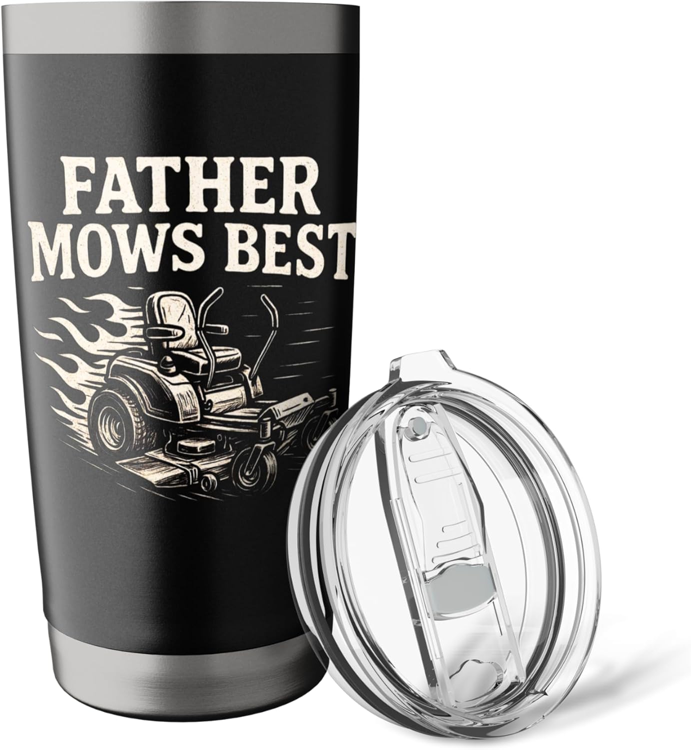 Father Mows Best Zero-Turn Mower, Funny Dad Lawn Mowing Stainless Steel Insulated Tumbler