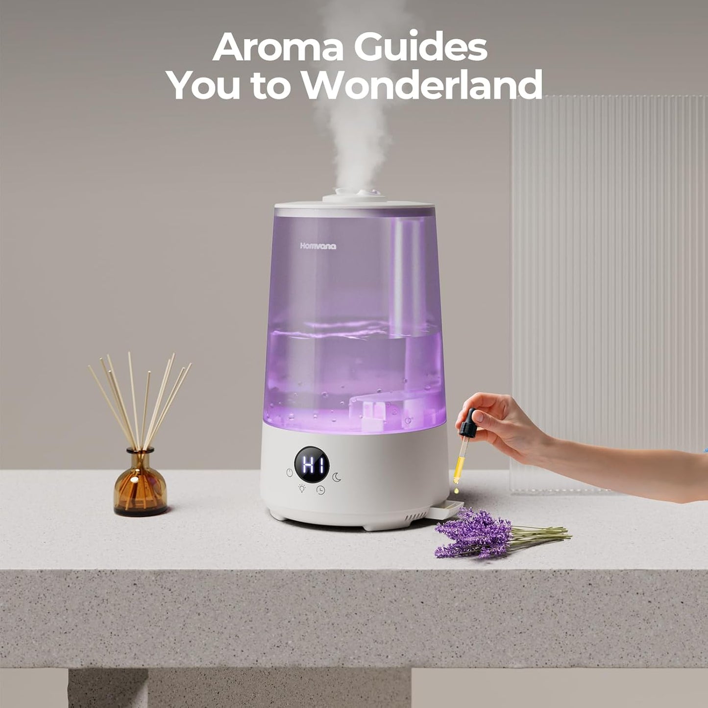 Homvana Humidifiers for Bedroom Home, 3.6 L Cool Mist Top-Fill 34H Sup