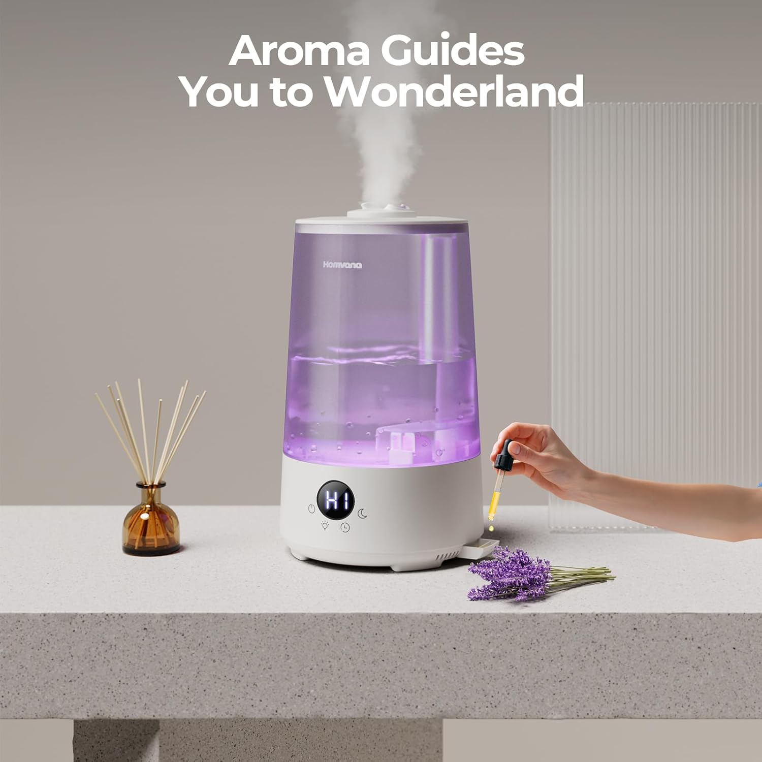 Homvana Humidifiers for Bedroom Home, 3.6 L Cool Mist Top-Fill 34H Sup