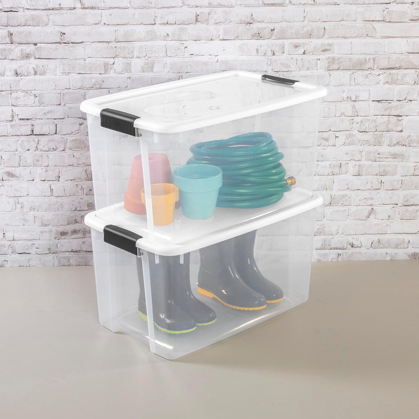 Sterilite 4 Pack Ultra Latching Box, Storage Bins with Lids, Clear Pla