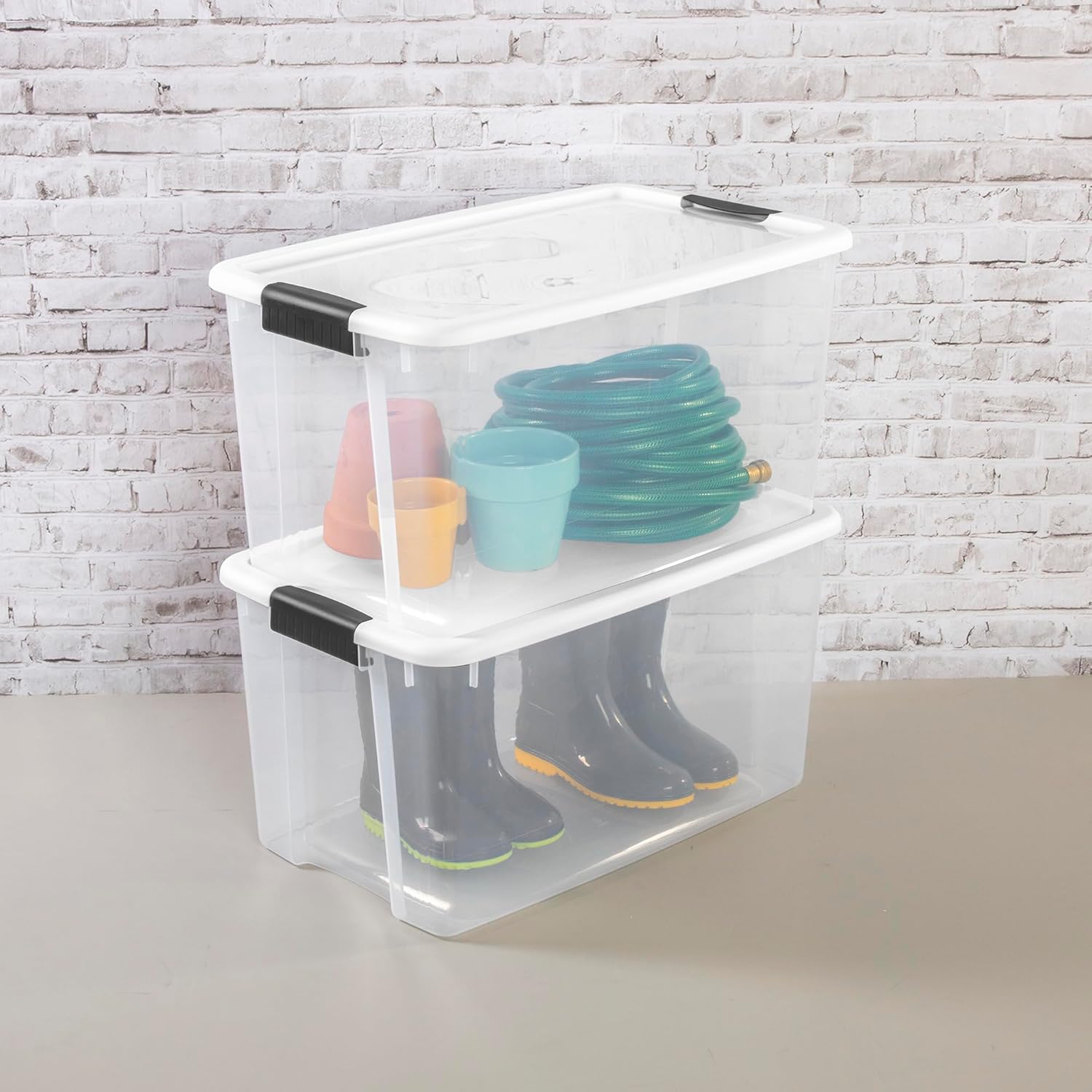 Sterilite 4 Pack Ultra Latching Box, Storage Bins with Lids, Clear Pla