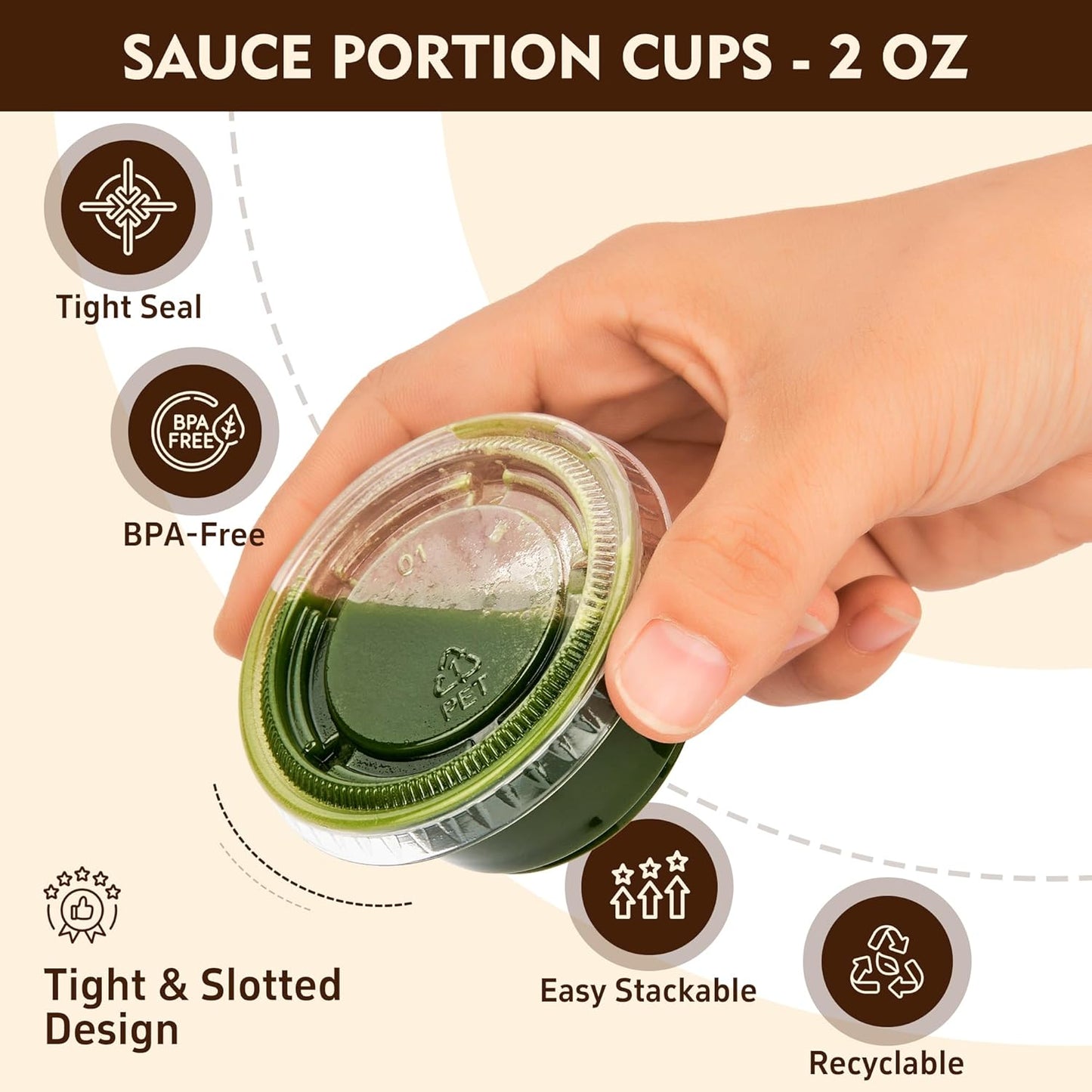 YEEHAW 100 Sets - 2 oz Jello Shot Cups with Lids, Portion Cups, Clear Disposable Plastic Jello Shot Cups for Meal Prep, Salad Dressing, Soufflé, Portion Containers
