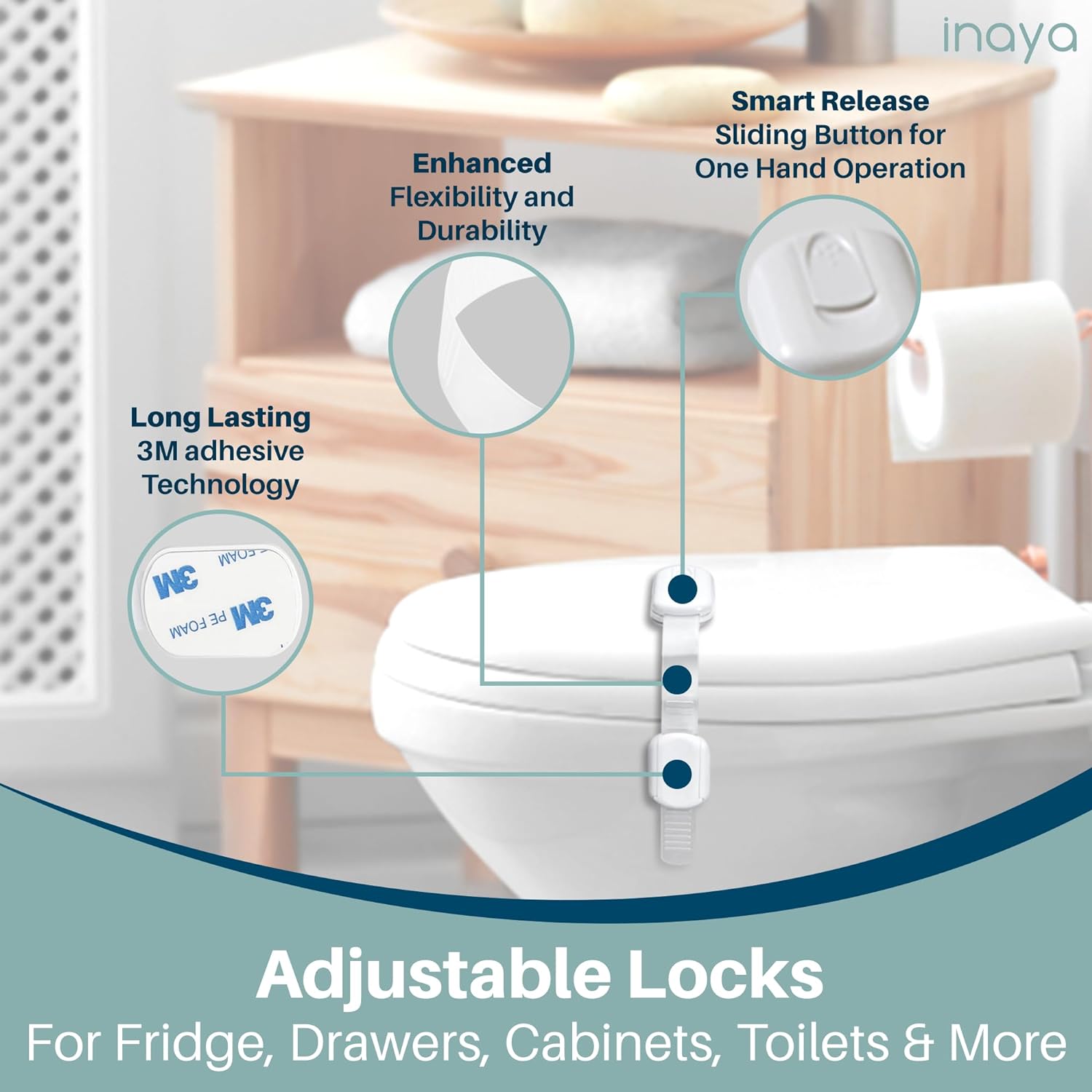 Inaya Complete Baby Proofing Kit - Child Safety Hidden Locks for Cabin