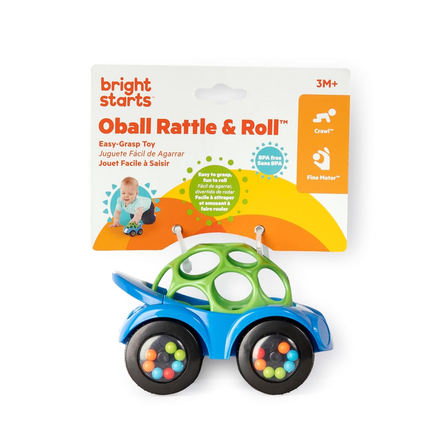 Bright Starts Oball Easy Grasp Rattle & Roll Toy Sports Car BPA-Free I