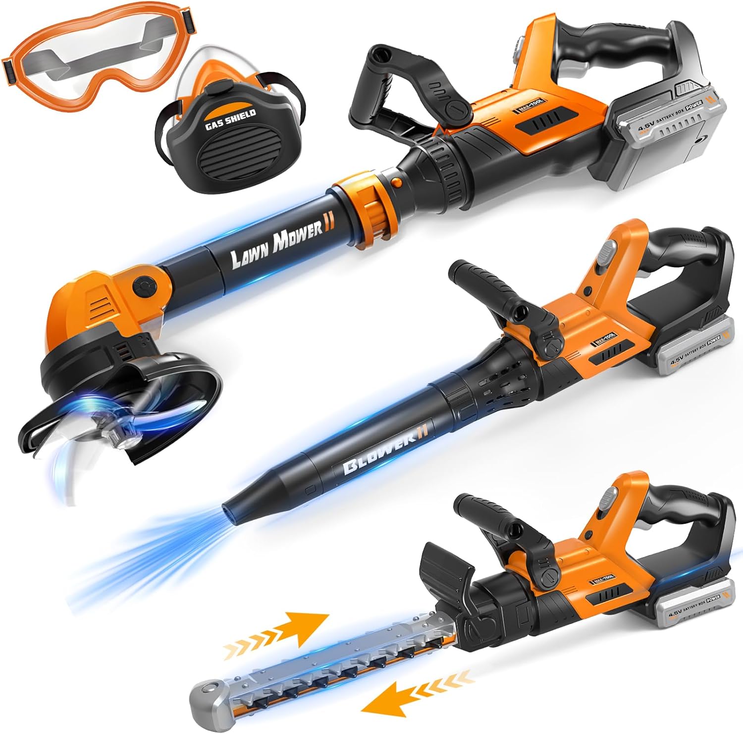 3-IN-1 Kids Garden Tools with Lights and Sounds, Weed Wacker Toy, Leaf