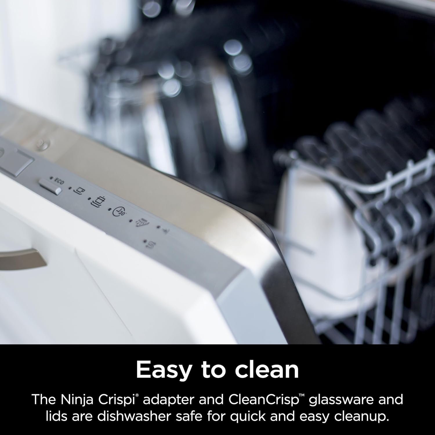 Ninja Crispi 5-in-1 Glass Air Fryer | 450°F, Nontoxic, 4QT & 6-Cup Con