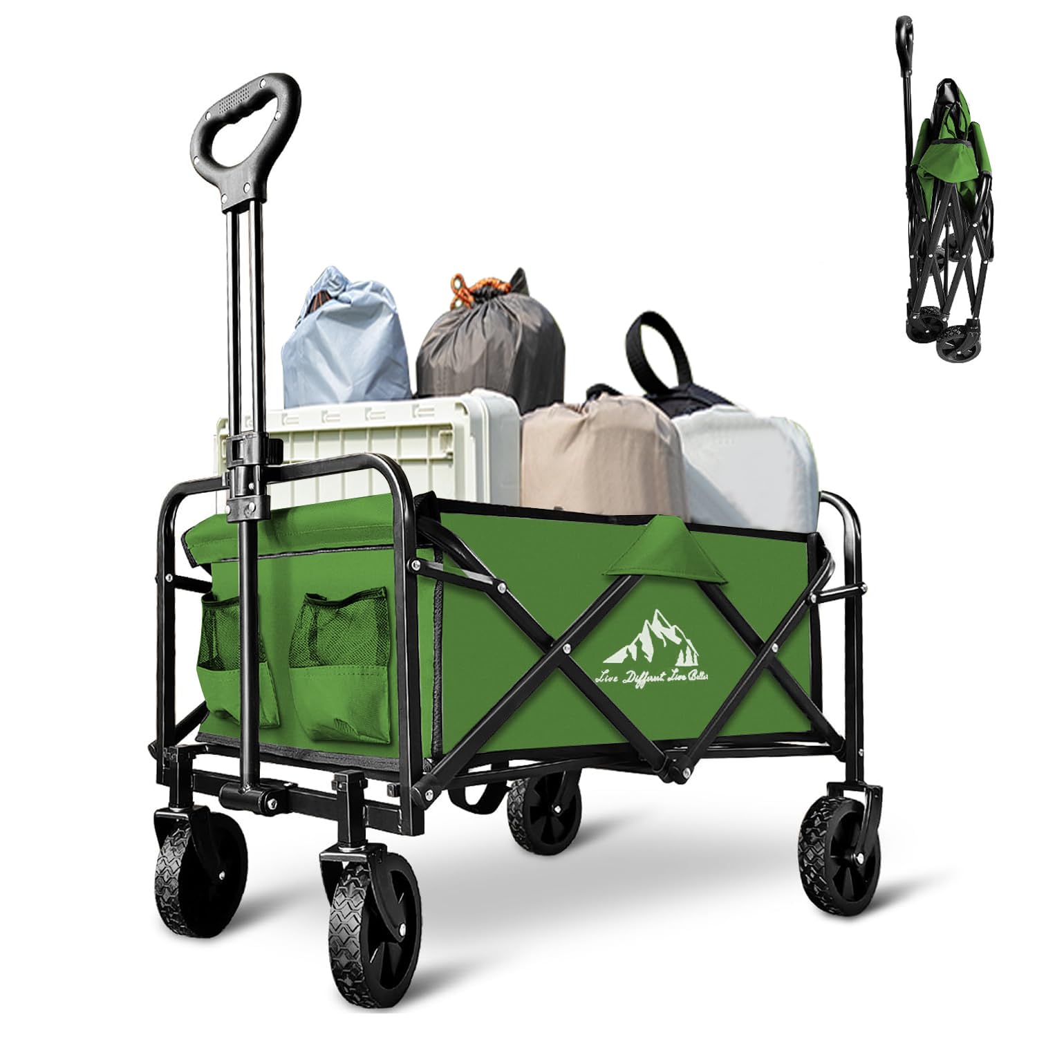 Collapsible Wagon Cart Foldable Portable Heavy Duty Folding Beach Wago