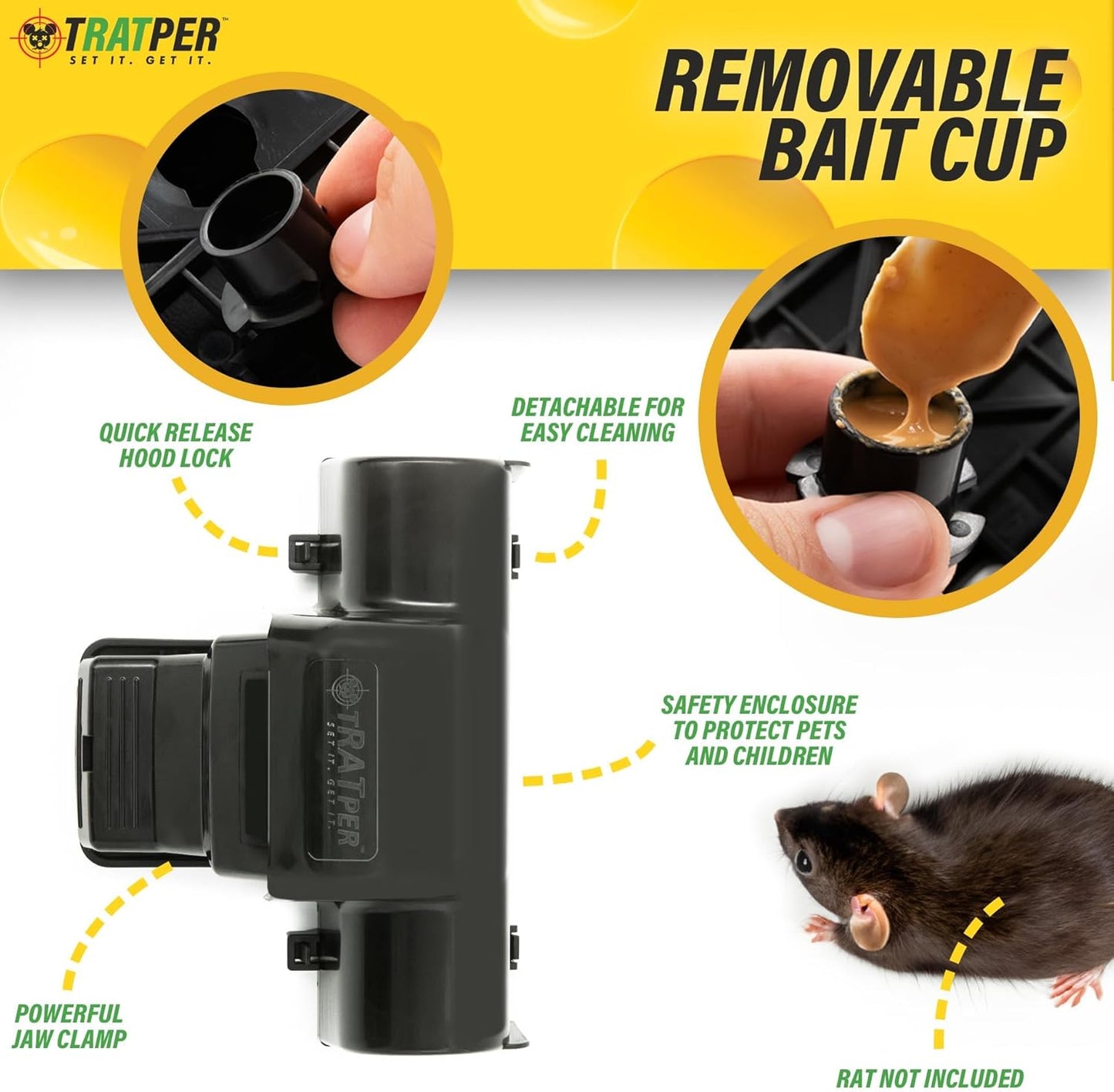 TRATPER Rat and Chipmunk Traps. Prevents Accidental Triggering with Du