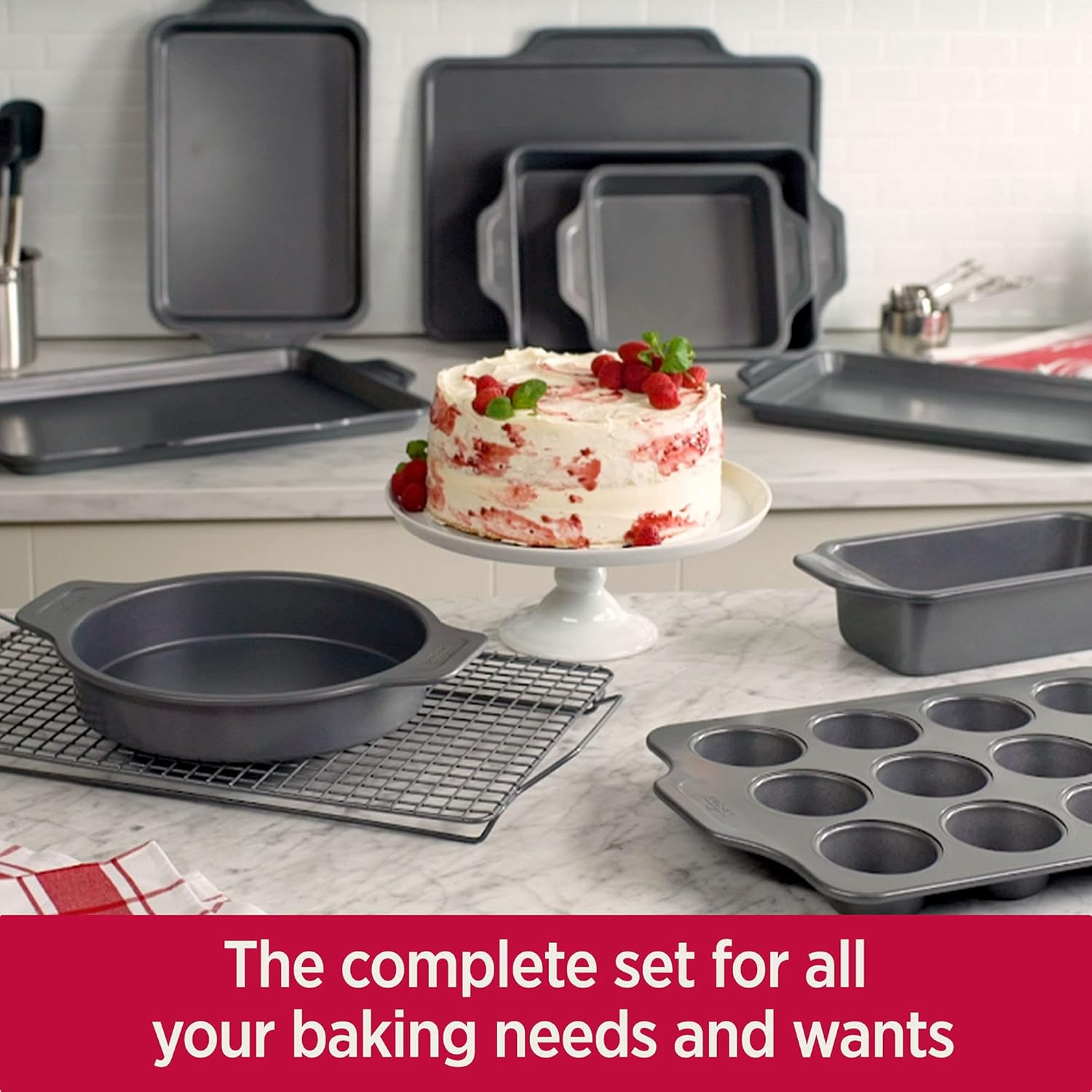 All-Clad Pro-Release Nonstick Bakeware Set 10 Piece Oven Safe 450F Hal