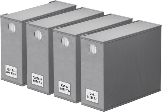 SpaceAid 4 Pack Bed Sheet Organizers and Storage, Foldable Organizer f