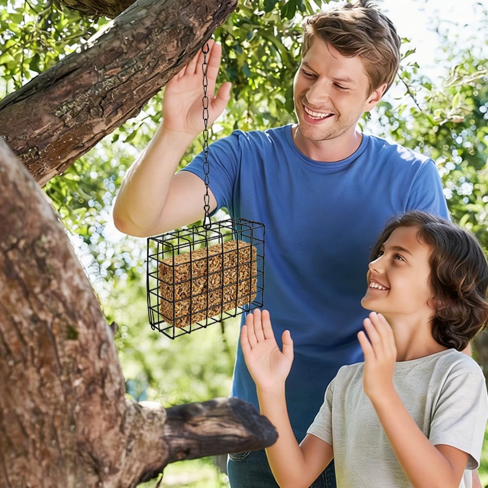 2Pcs Outdoor Suet Cage Bird Feeder, Suets Hanging Bird Feeder fo Attracting Birds, Single Suet Cake Capacity, Fruit Holder Style for Garden Yard Outside Hanging