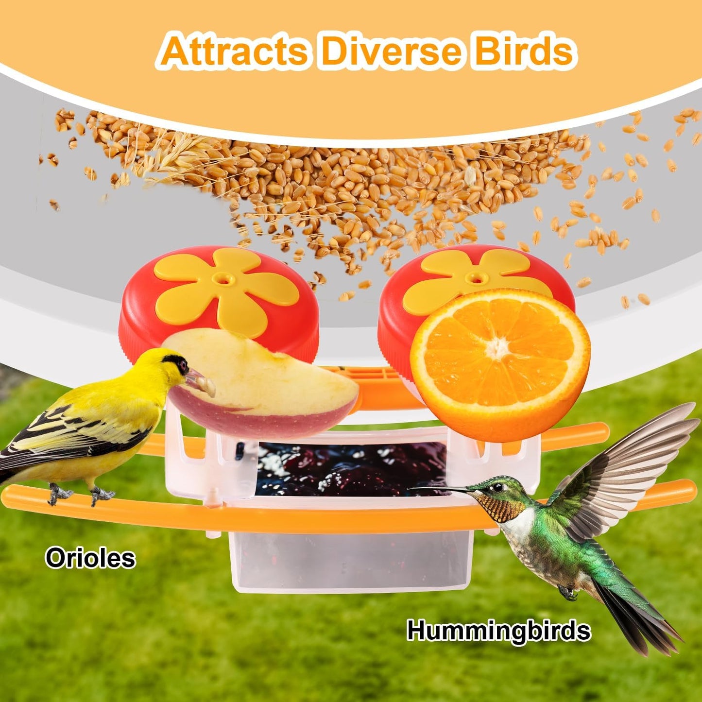 Smart Bird Feeder Accessory Set for NETVUE Birdfy Feeder, Smart Bird Feeder Perch with Add-Ons Includes Water Box Jelly Holder Fruit Holder Suitable for All Birds