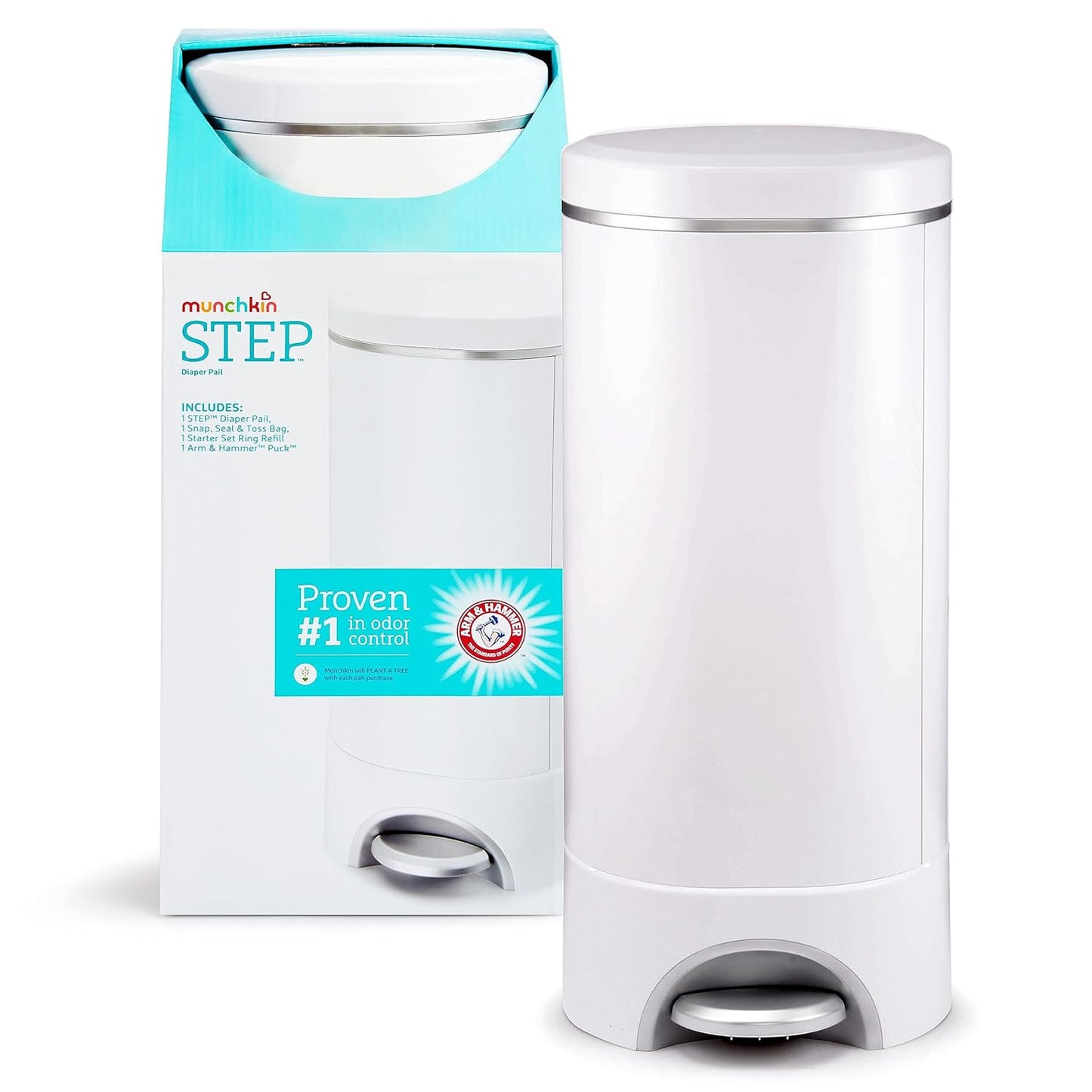 Munchkin® STEP™ Diaper Pail Powered by Arm & Hammer, #1 in Odor Contro