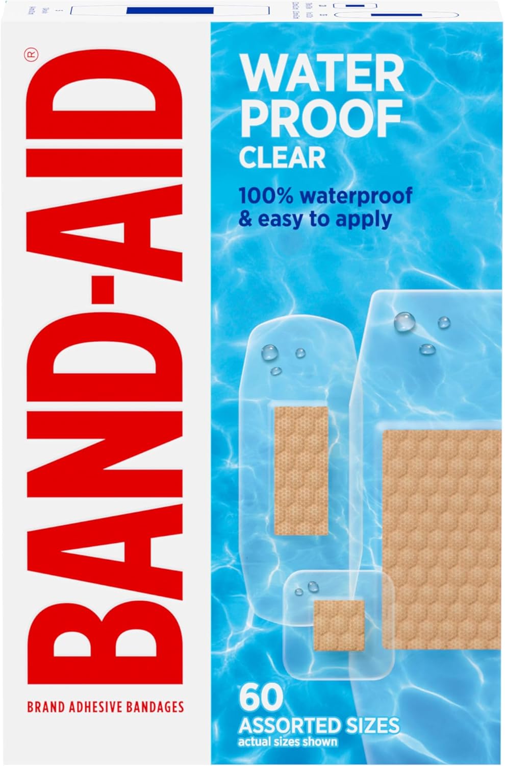 BAND-AID Brand Clear Waterproof Adhesive Bandages, Sterile First-Aid f