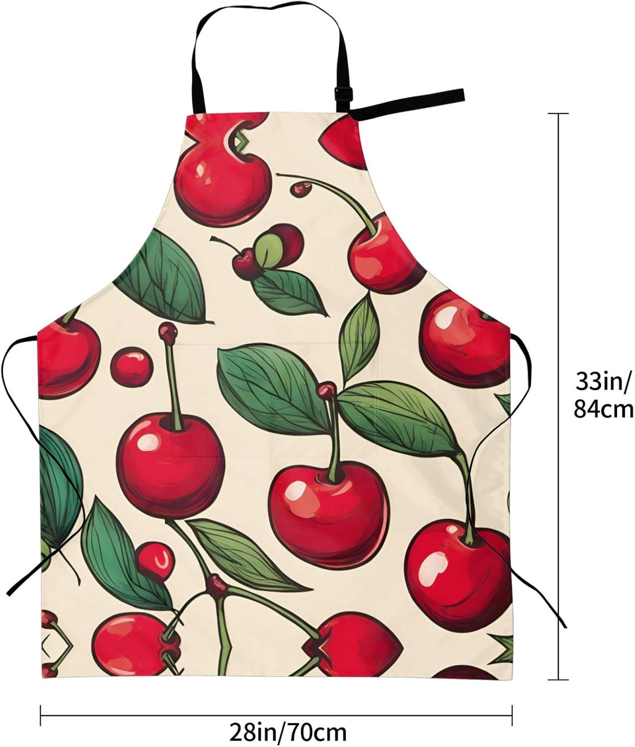 lovely sweet red cherry 2 print Waterproof chef's apron with pocket ap
