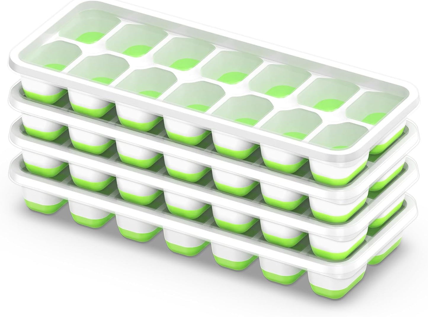 Ice Cube Tray with Lid, 4 Packs 56 Cubes Durable Stackable Ice Cube Tr