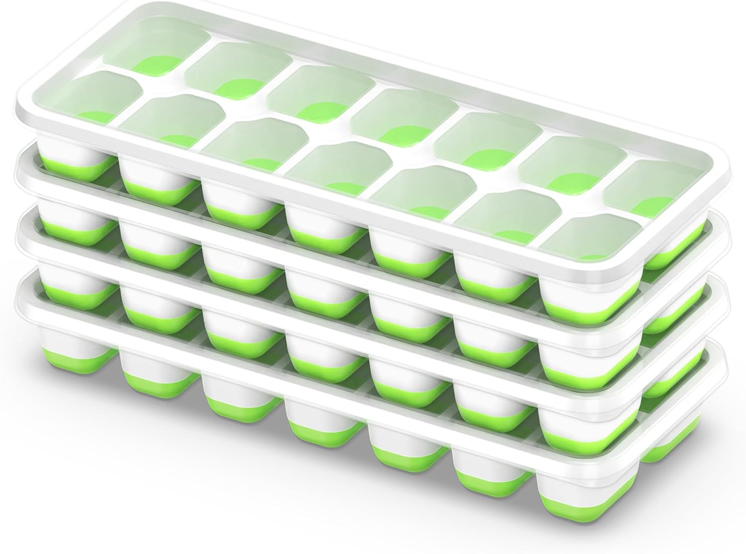 Ice Cube Tray with Lid, 4 Packs 56 Cubes Durable Stackable Ice Cube Tr