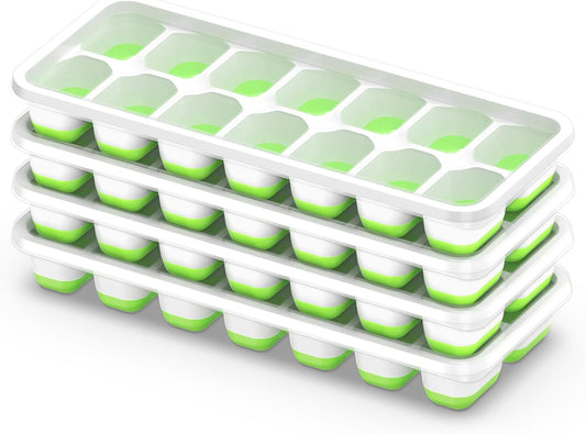 Ice Cube Tray with Lid, 4 Packs 56 Cubes Durable Stackable Ice Cube Tr