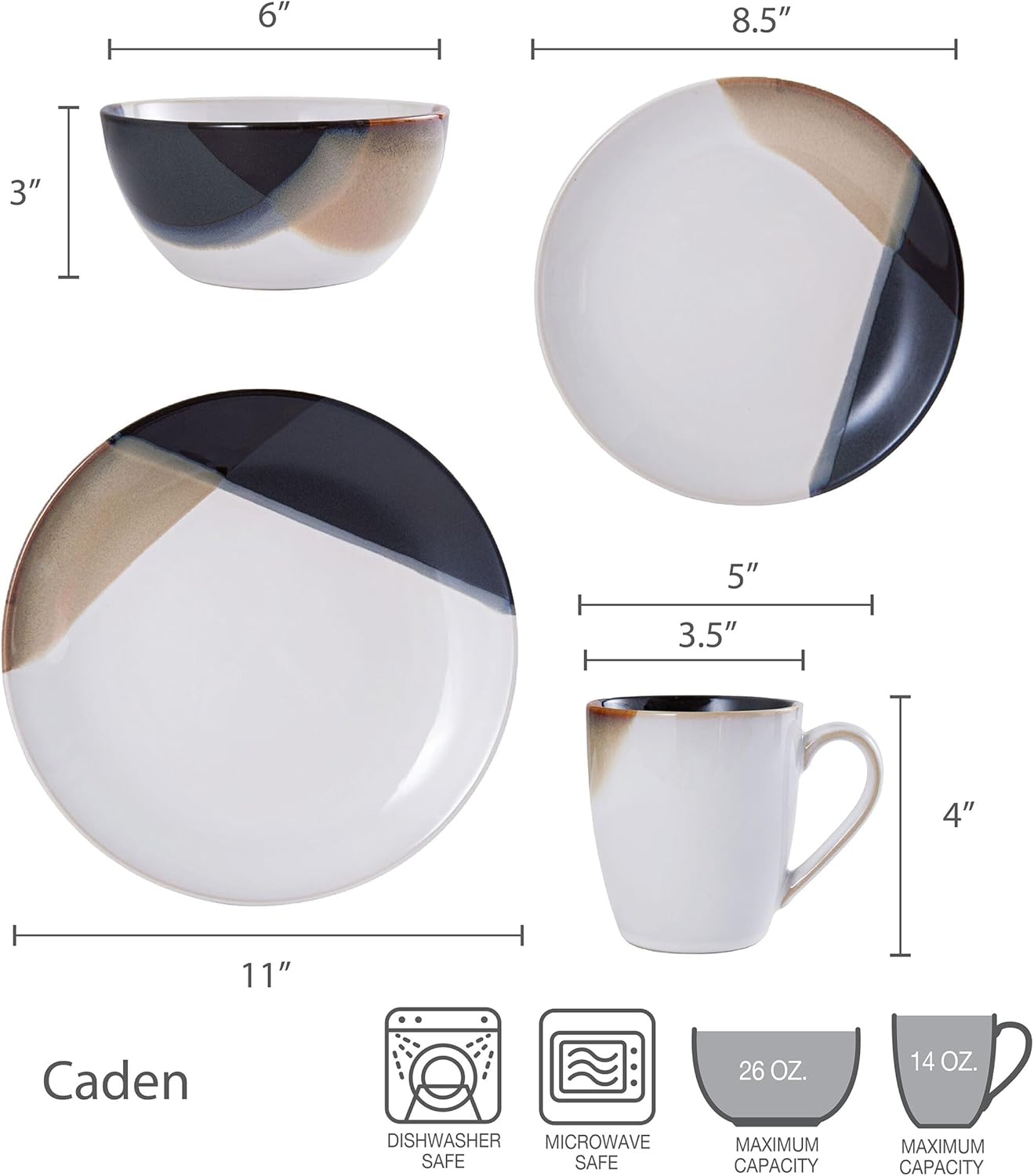 Gourmet Basics by Mikasa Caden 16-Piece Stoneware Dinnerware Set — Ser