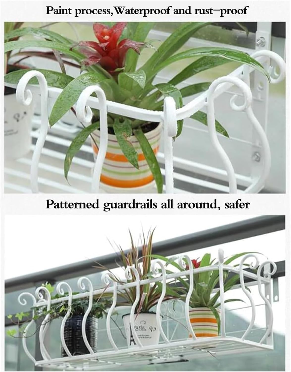 Hanging Railing Planter for Fence & Window Sill | Round/Square Potted 