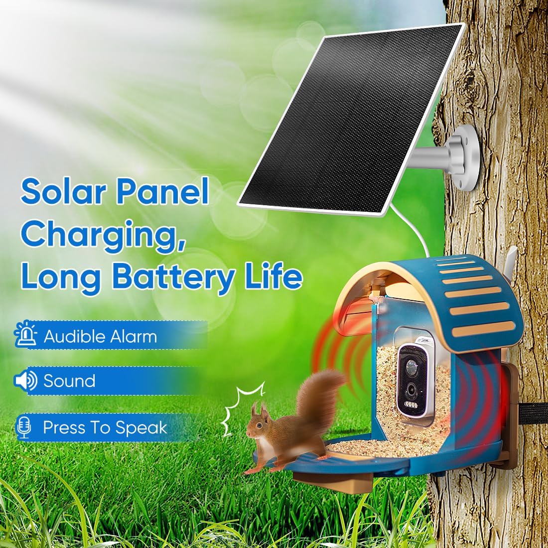 3W Solar Panel for Bird Feeder, Continuously 3W Power with Battery Sup