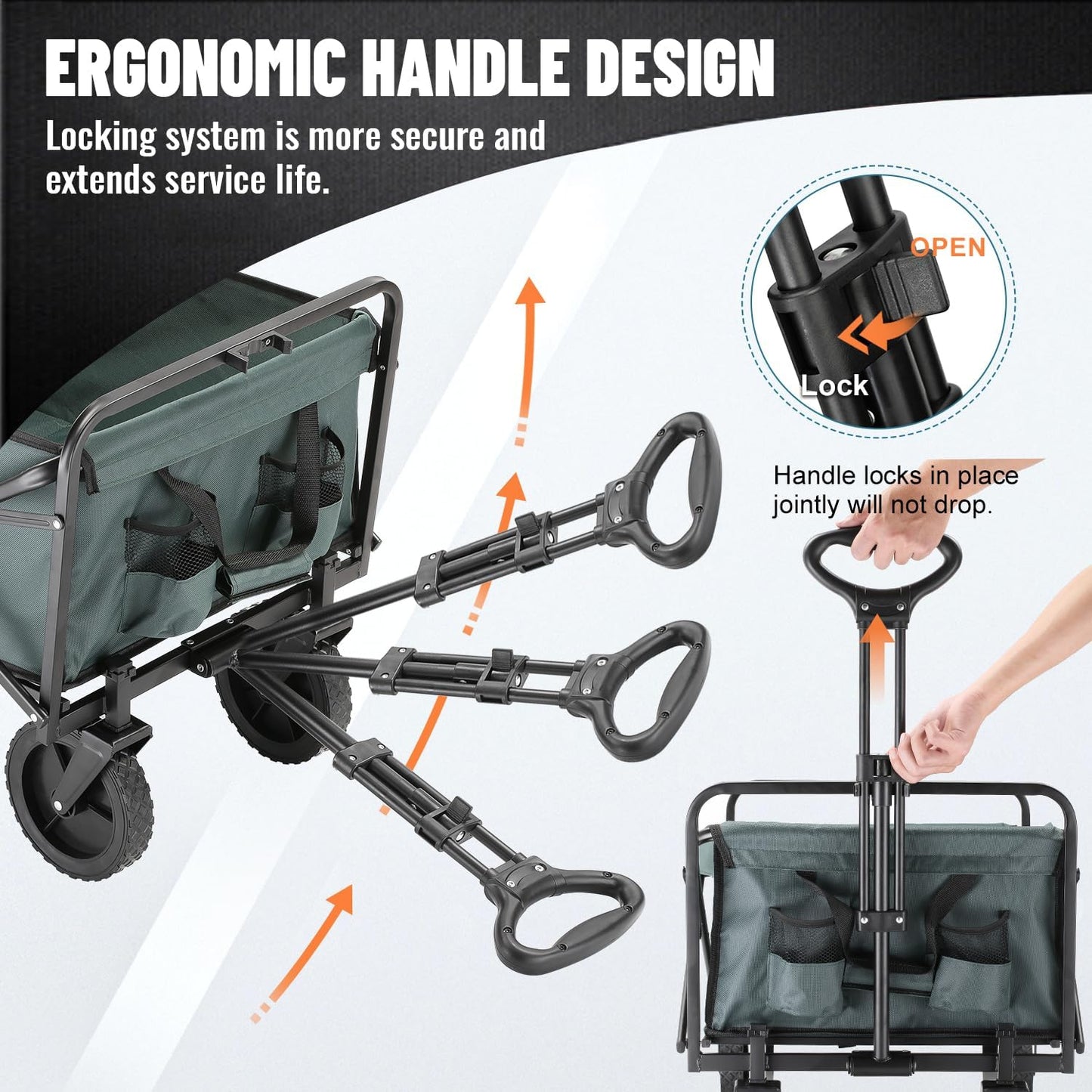 Collapsible Folding Wagon, Heavy Duty 220Lbs Capacity, Foldable Utilit
